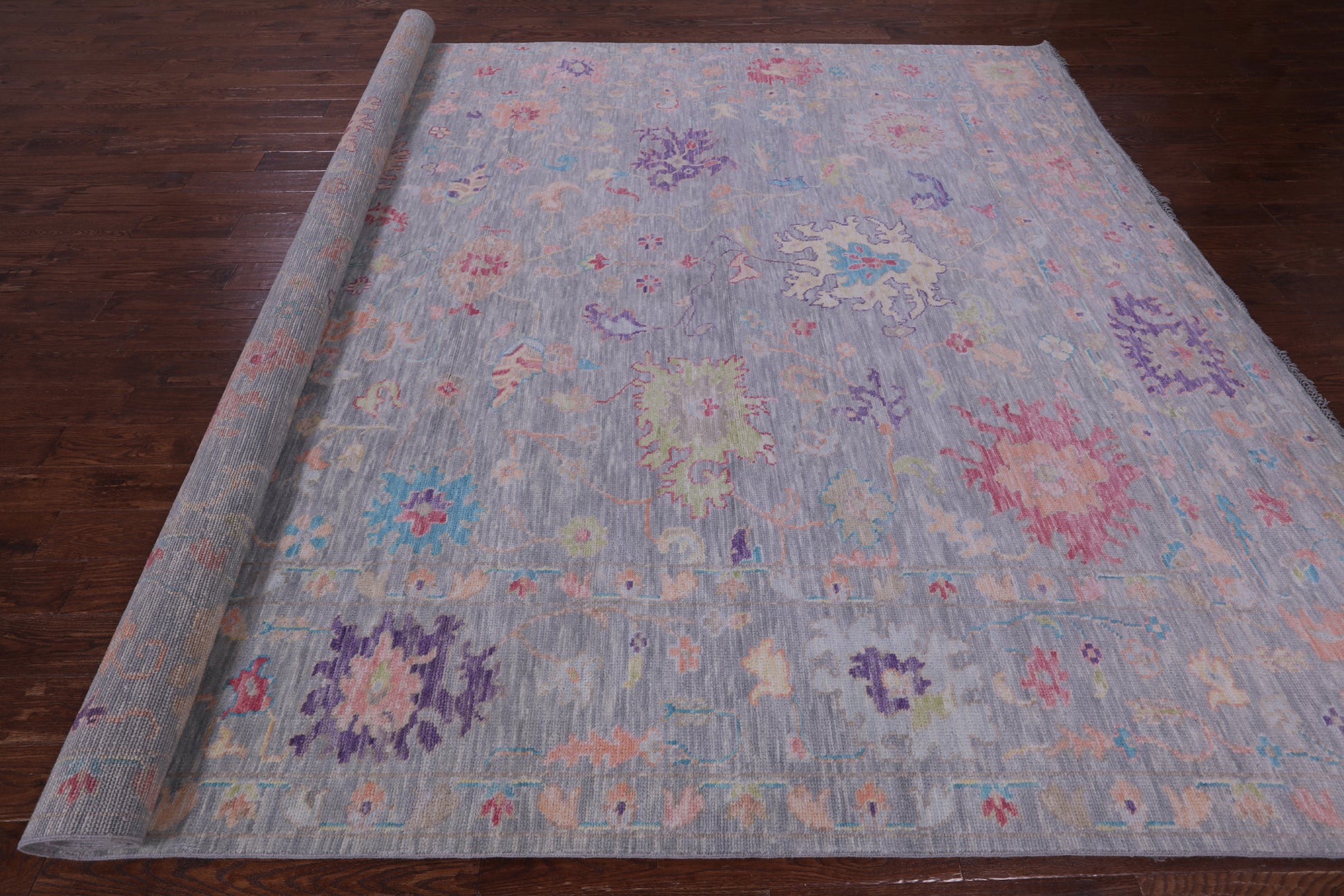 Grey Turkish Oushak Hand Knotted Wool Rug - 10' 2" X 13' 11" - Golden Nile