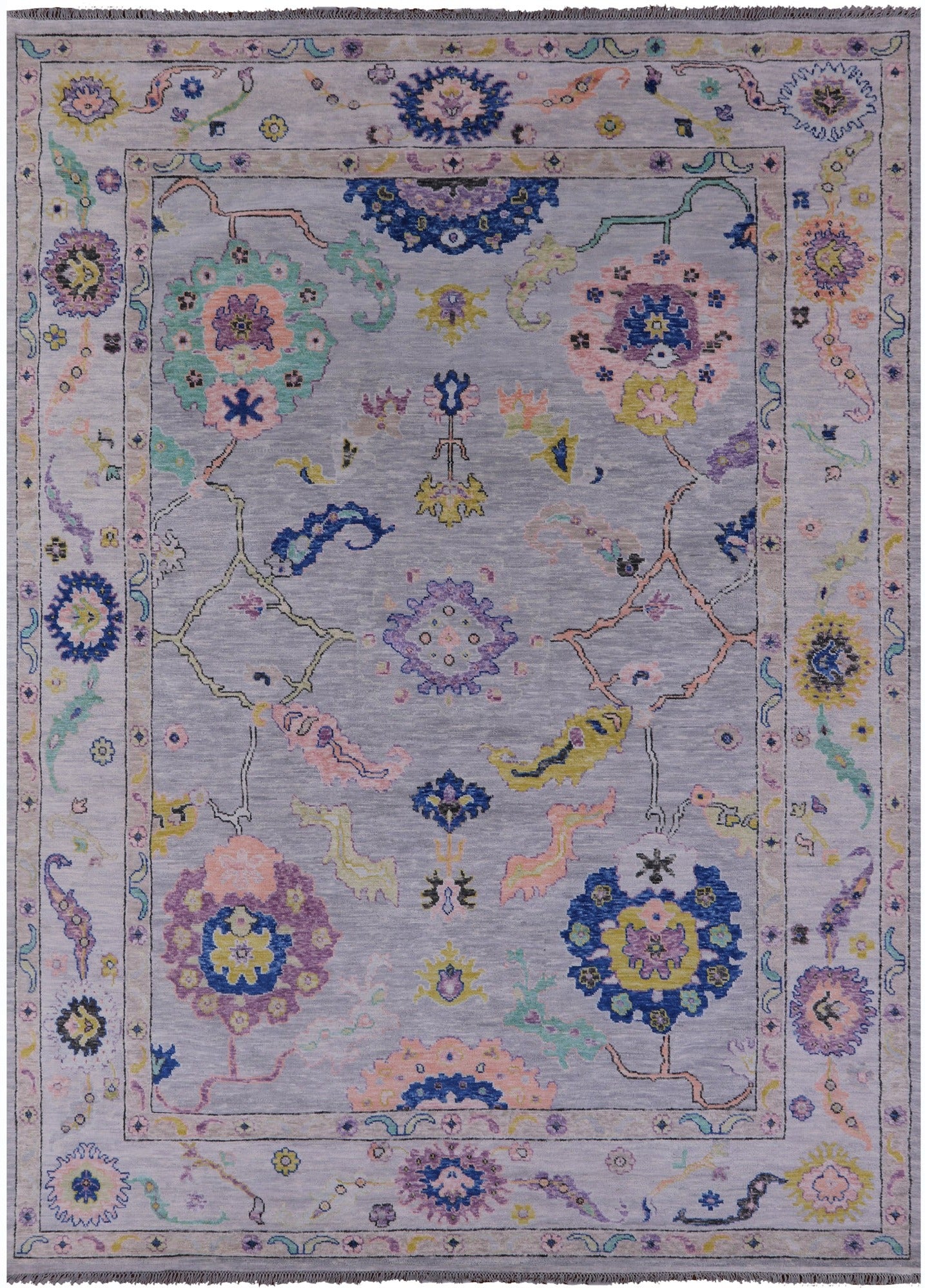 Grey Turkish Oushak Hand Knotted Wool Rug - 10' 2" X 13' 11" - Golden Nile