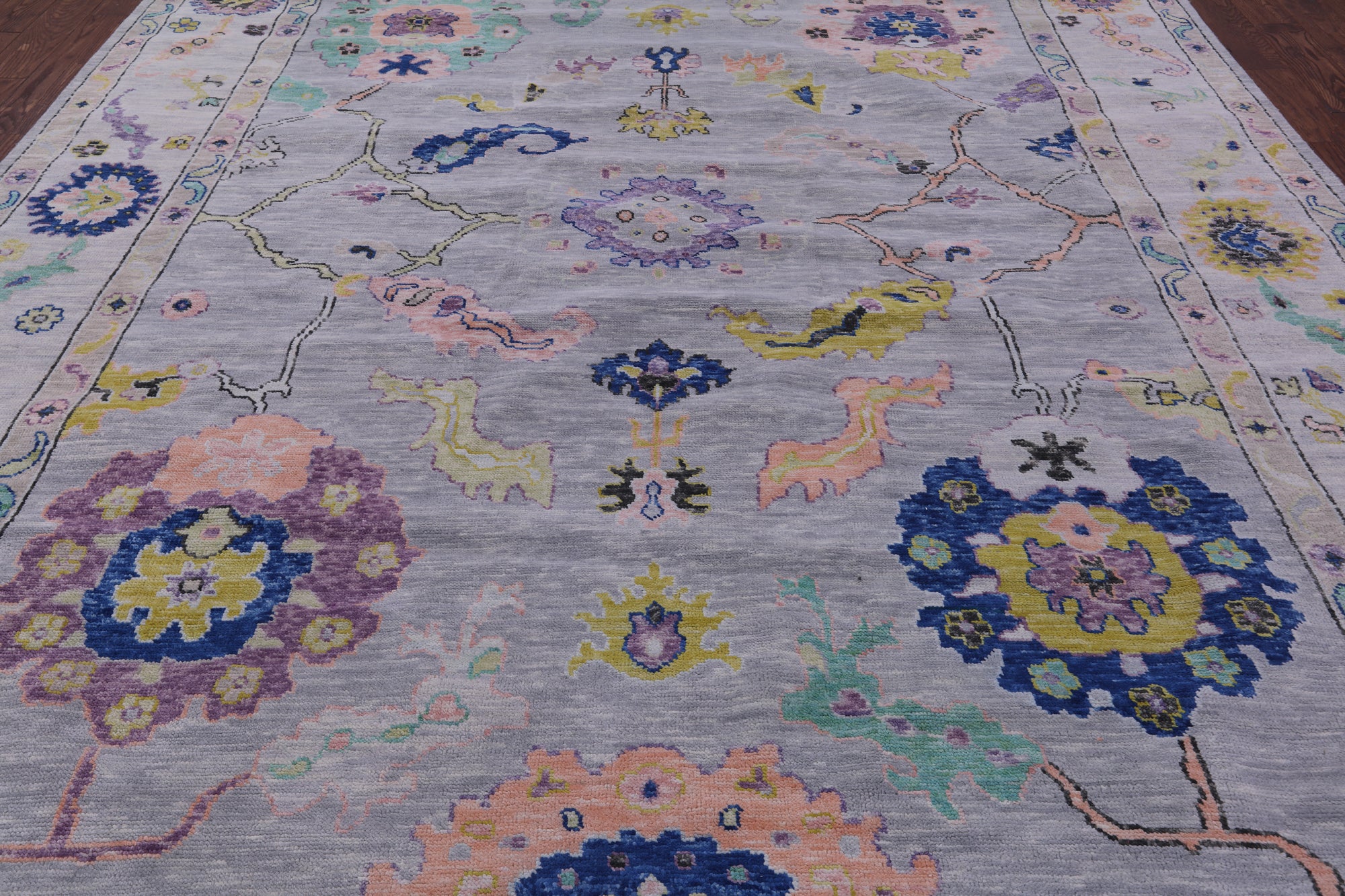 Grey Turkish Oushak Hand Knotted Wool Rug - 10' 2" X 13' 11" - Golden Nile