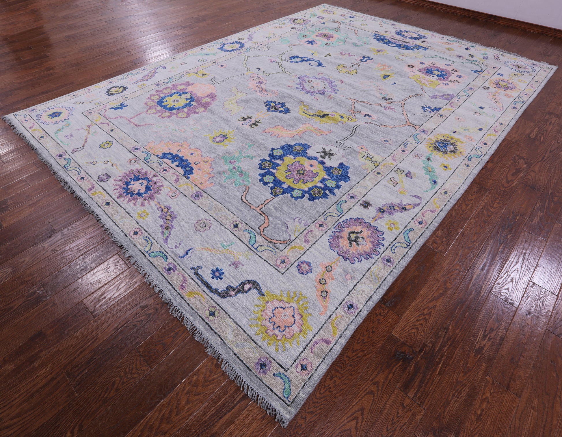 Grey Turkish Oushak Hand Knotted Wool Rug - 10' 2" X 13' 11" - Golden Nile
