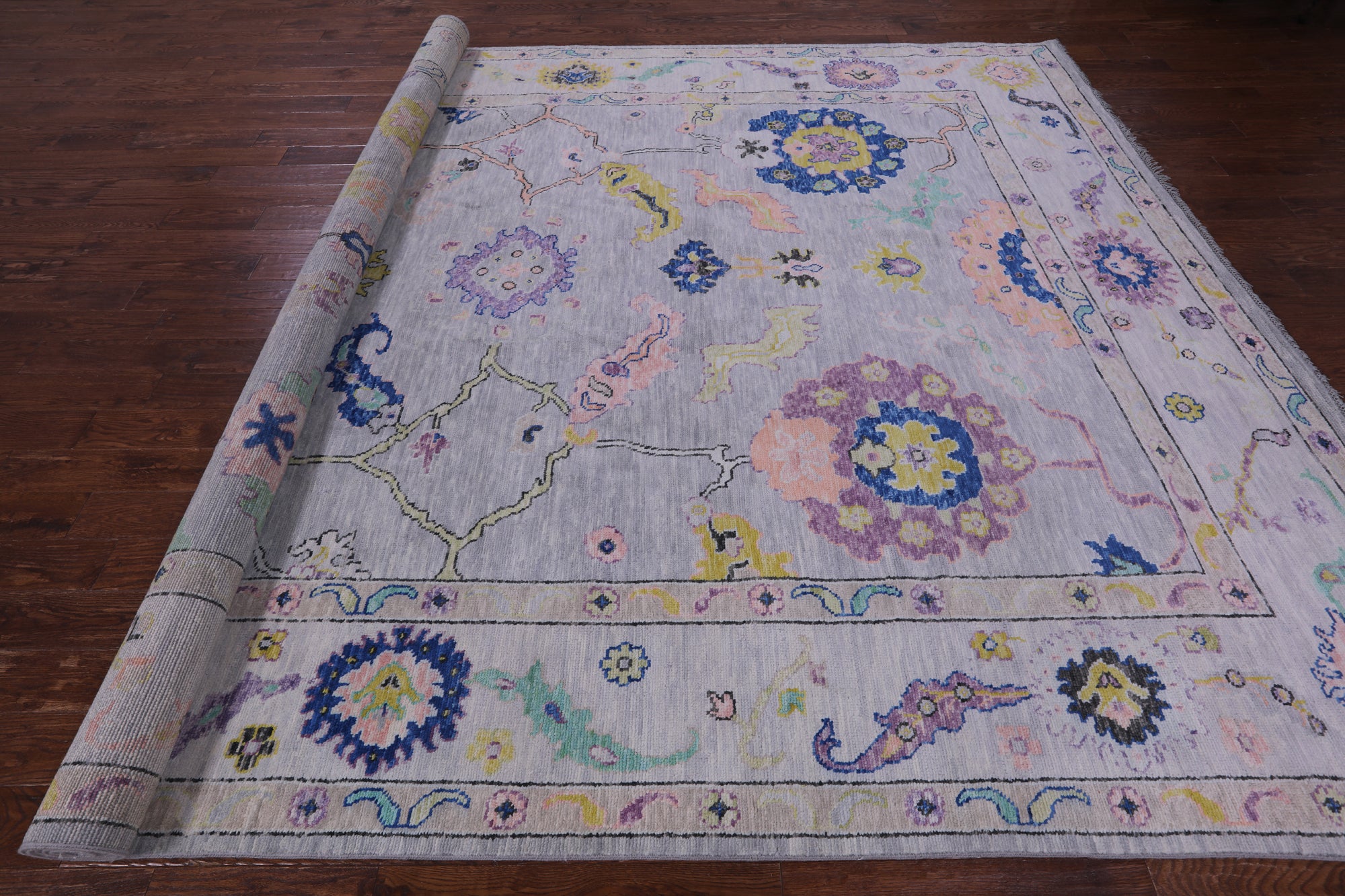 Grey Turkish Oushak Hand Knotted Wool Rug - 10' 2" X 13' 11" - Golden Nile