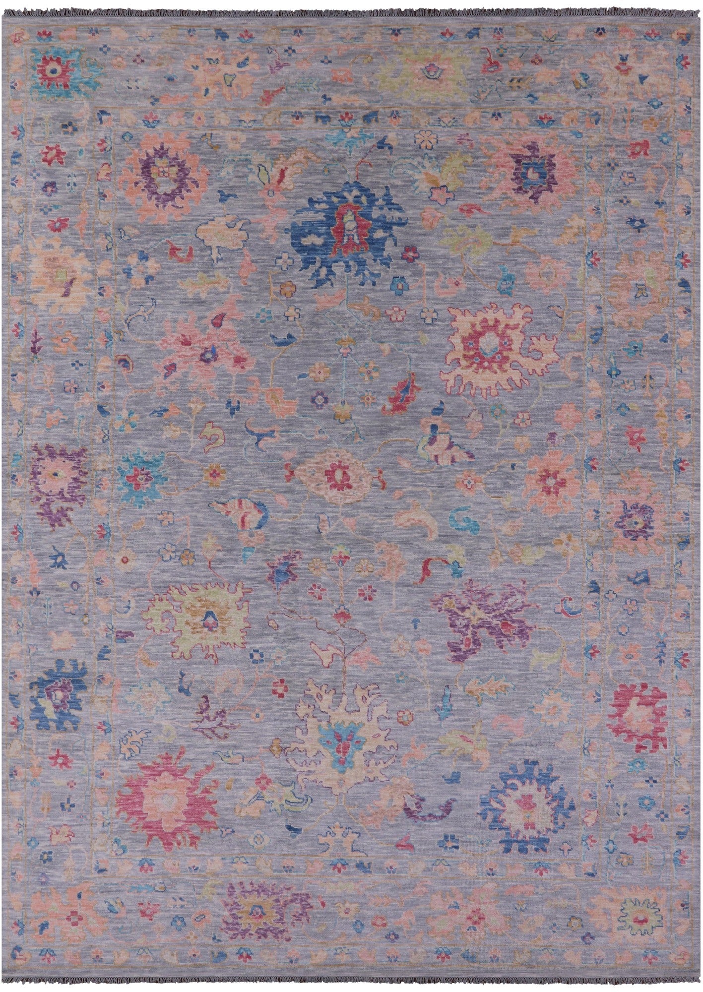 Grey Turkish Oushak Hand Knotted Wool Rug - 10' 2" X 14' 0" - Golden Nile