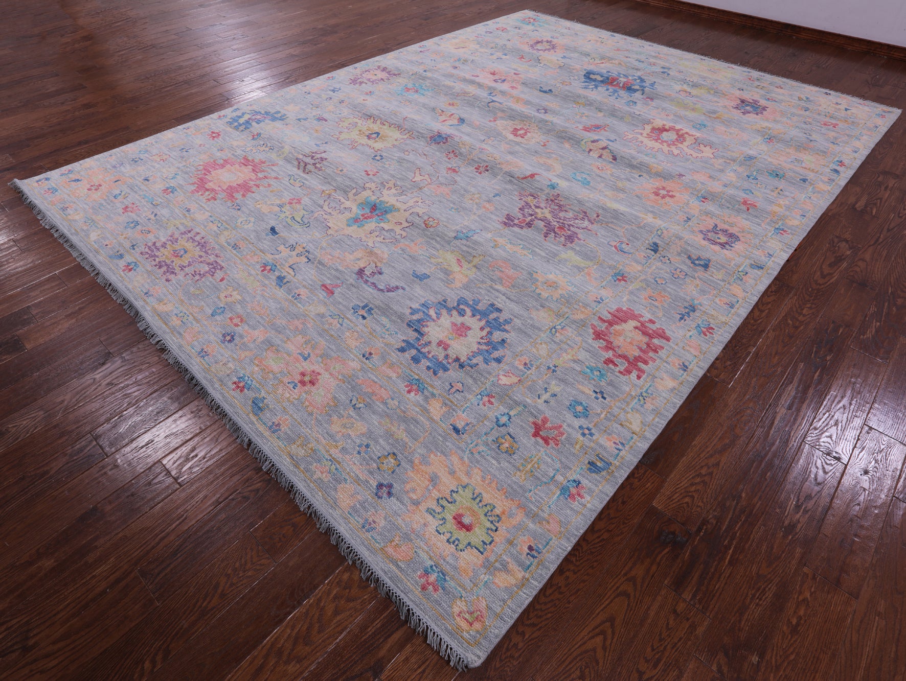 Grey Turkish Oushak Hand Knotted Wool Rug - 10' 2" X 14' 0" - Golden Nile