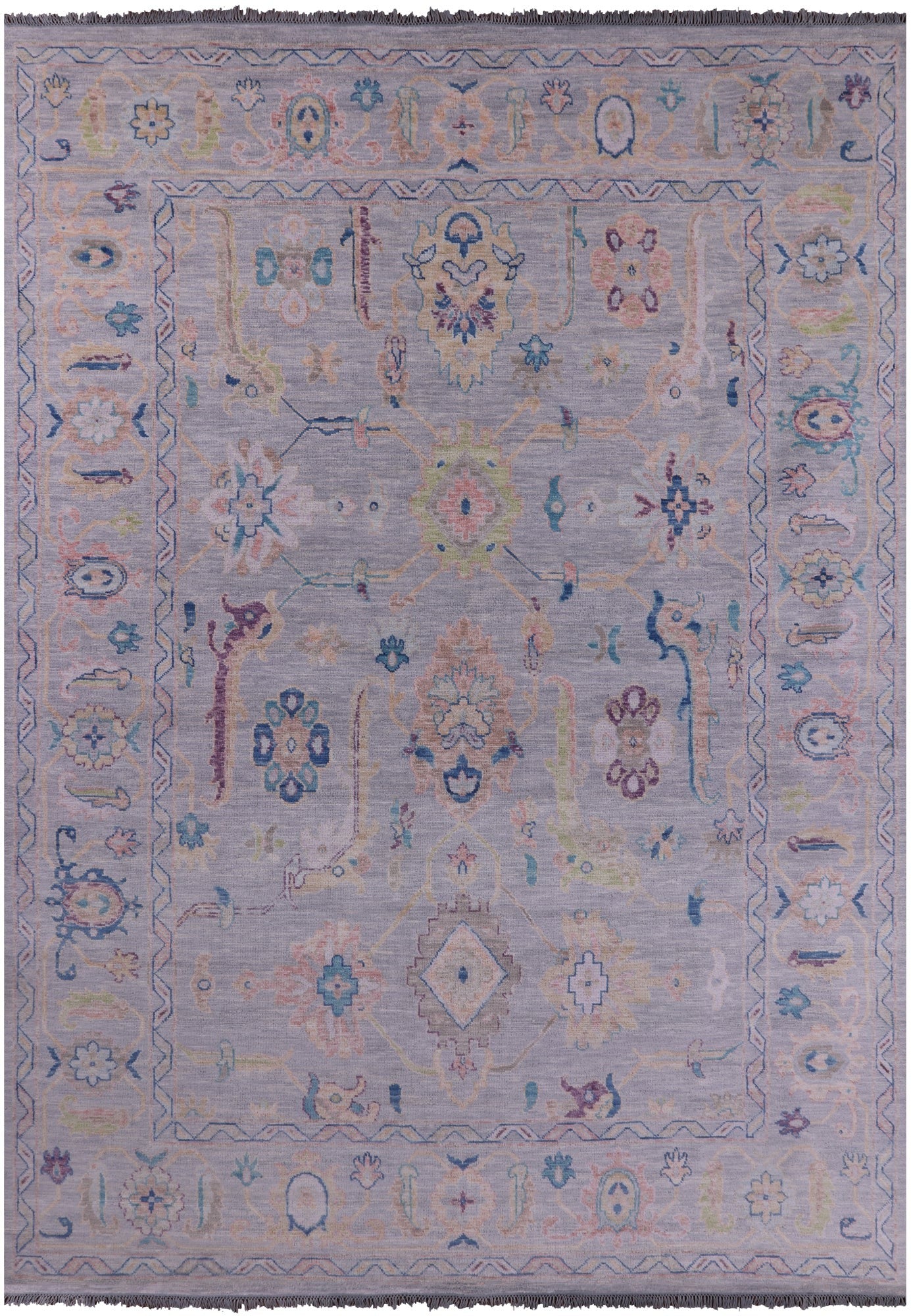 Silver Turkish Oushak Hand Knotted Wool Rug - 9' 11" X 13' 8" - Golden Nile