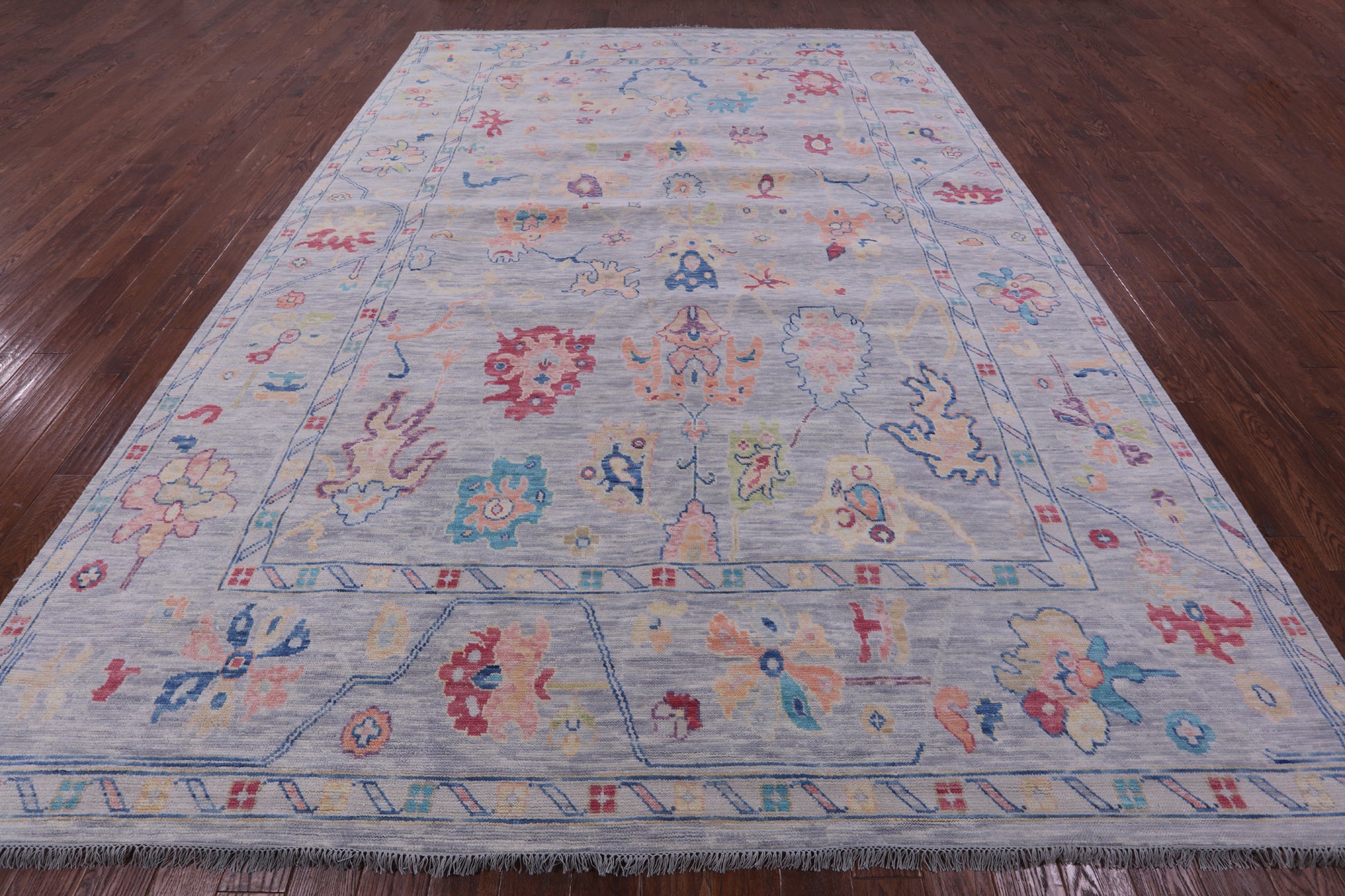 Grey Turkish Oushak Hand Knotted Wool Rug - 10' 1" X 13' 11" - Golden Nile
