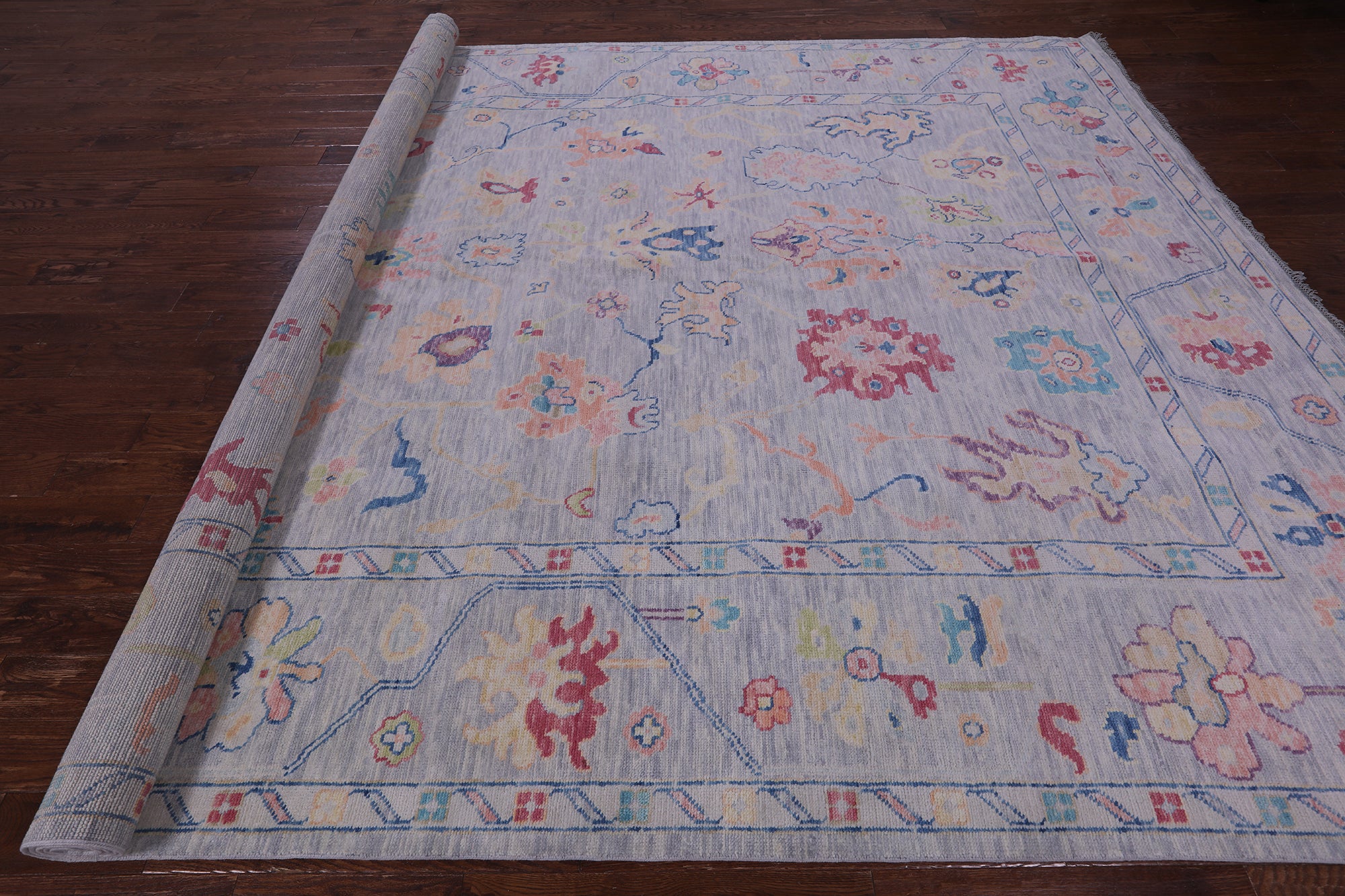 Grey Turkish Oushak Hand Knotted Wool Rug - 10' 1" X 13' 11" - Golden Nile