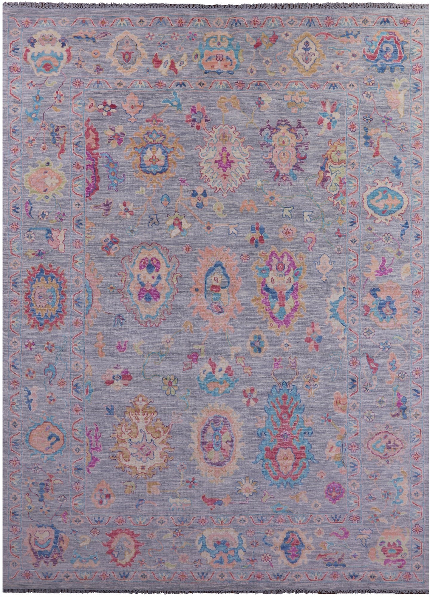 Grey Turkish Oushak Hand Knotted Wool Rug - 9' 10" X 13' 9" - Golden Nile