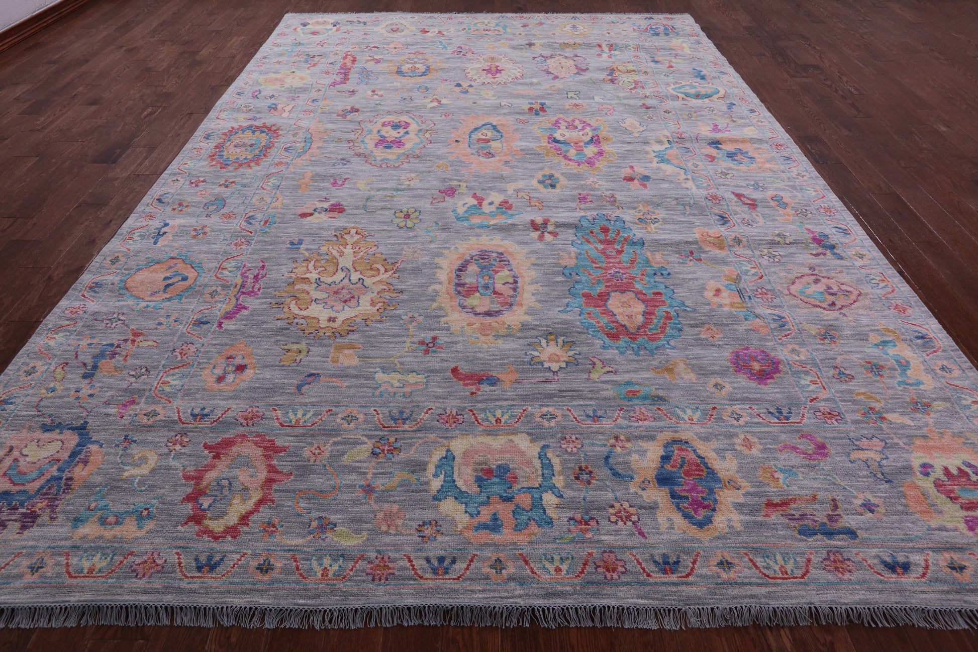 Grey Turkish Oushak Hand Knotted Wool Rug - 9' 10" X 13' 9" - Golden Nile