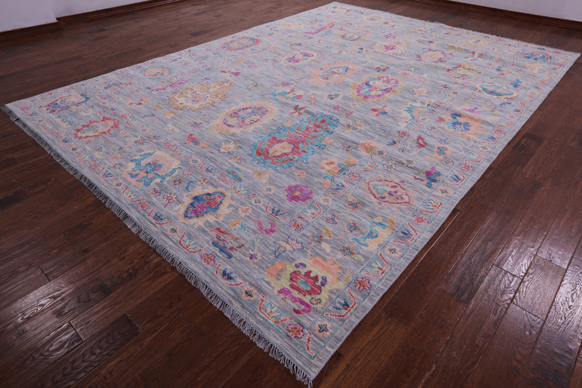 Grey Turkish Oushak Hand Knotted Wool Rug - 9' 10" X 13' 9" - Golden Nile