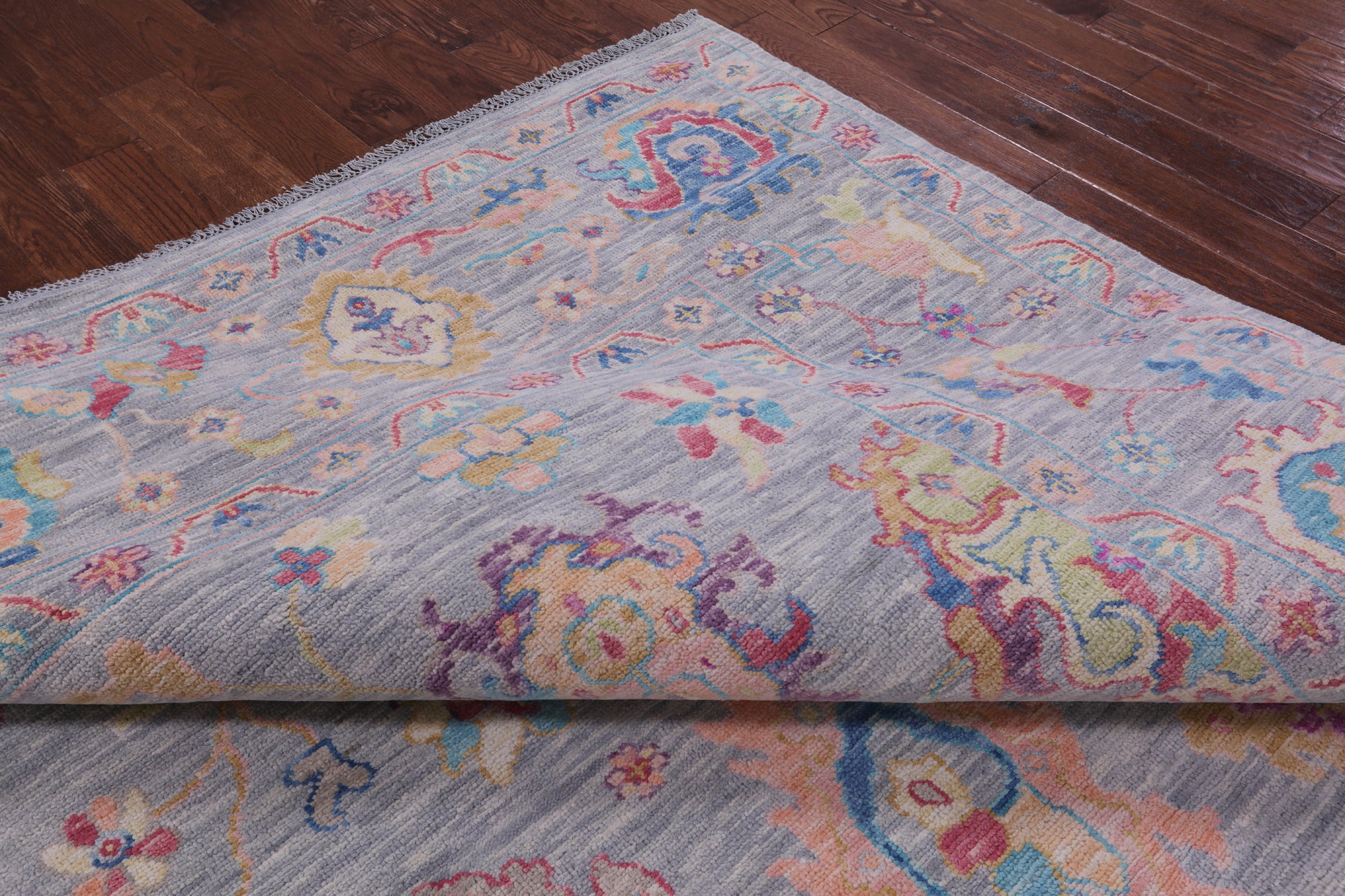 Grey Turkish Oushak Hand Knotted Wool Rug - 9' 10" X 13' 9" - Golden Nile
