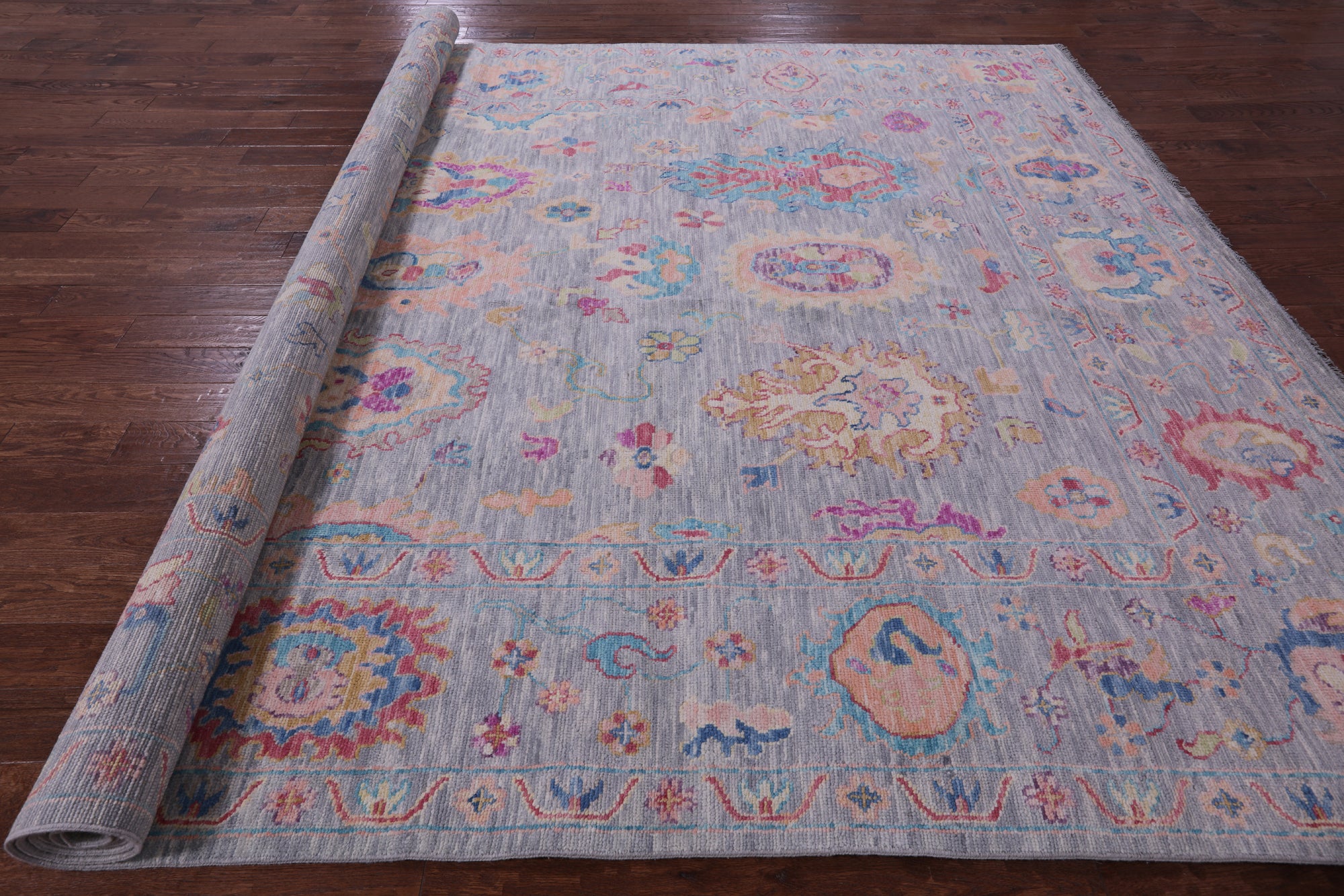 Grey Turkish Oushak Hand Knotted Wool Rug - 9' 10" X 13' 9" - Golden Nile