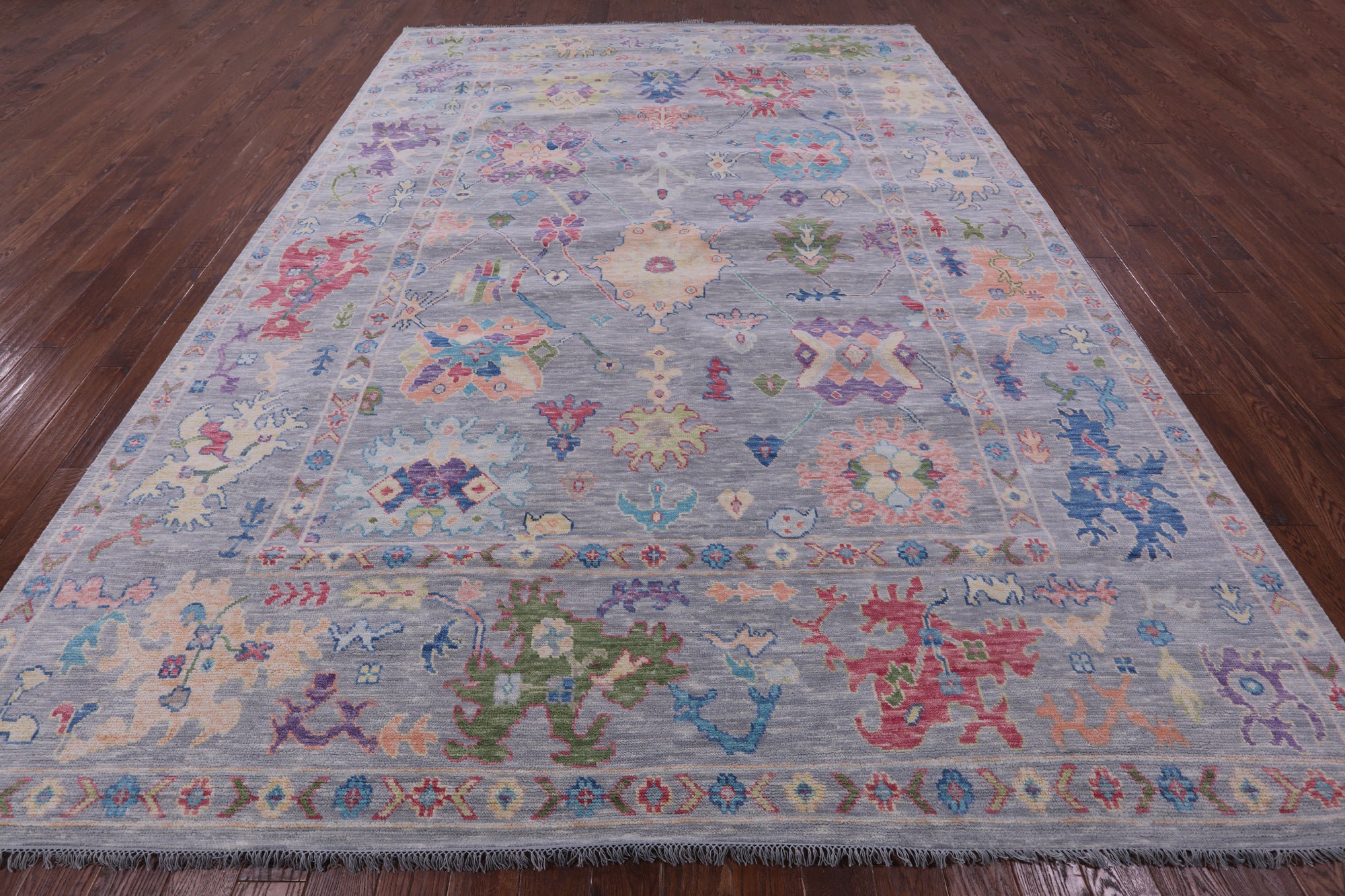 Grey Turkish Oushak Handmade Wool Rug - 10' 2" X 13' 9" - Golden Nile