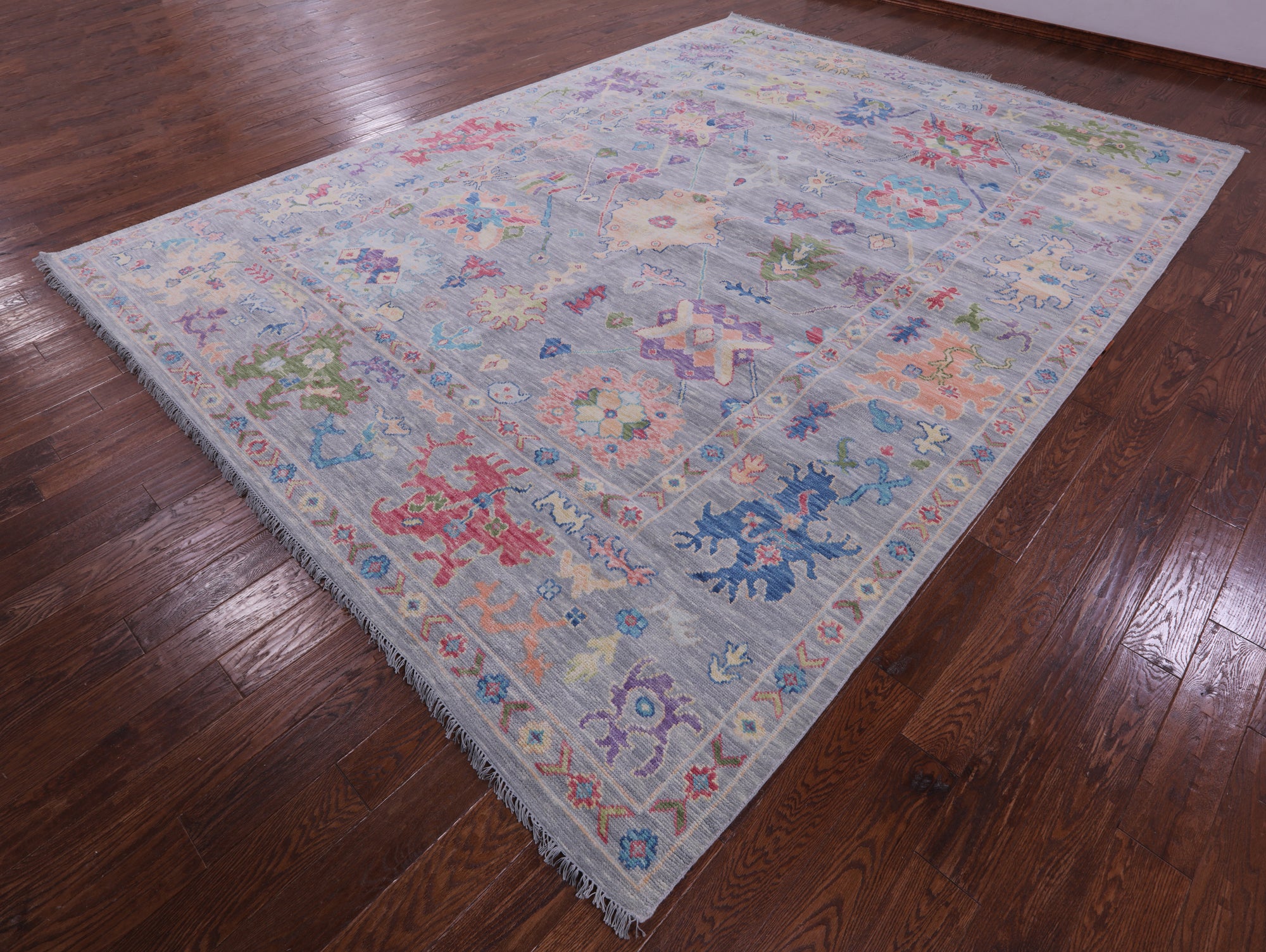 Grey Turkish Oushak Handmade Wool Rug - 10' 2" X 13' 9" - Golden Nile