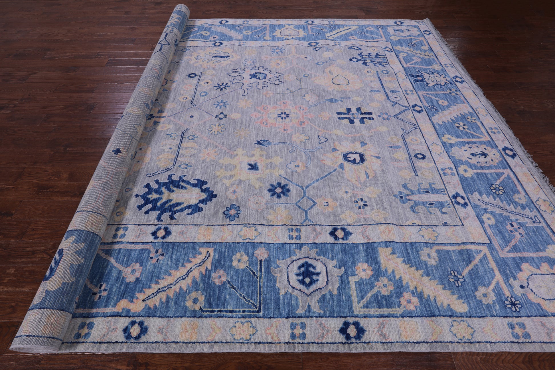 Grey Turkish Oushak Handmade Wool Rug - 10' 1" X 14' 0" - Golden Nile