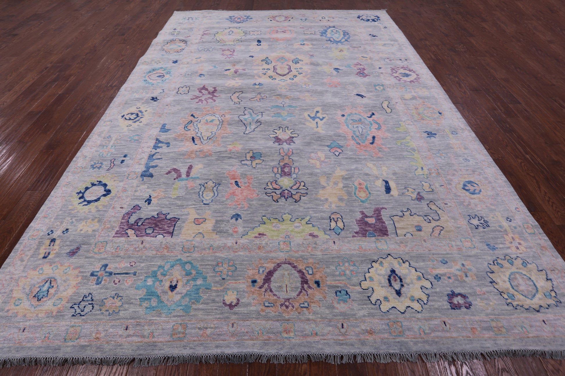 Grey Turkish Oushak Hand Knotted Wool Rug - 9' 10" X 13' 9" - Golden Nile