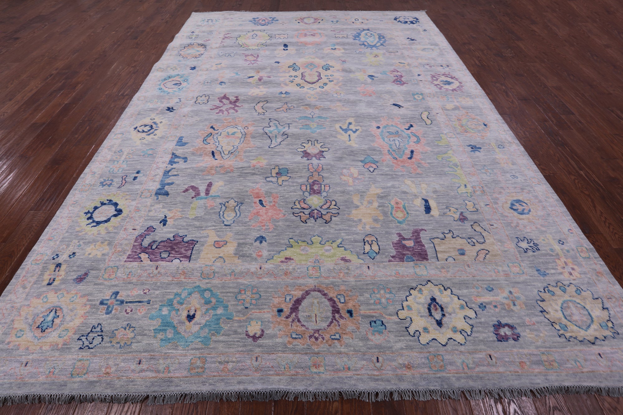 Grey Turkish Oushak Hand Knotted Wool Rug - 9' 10" X 13' 9" - Golden Nile