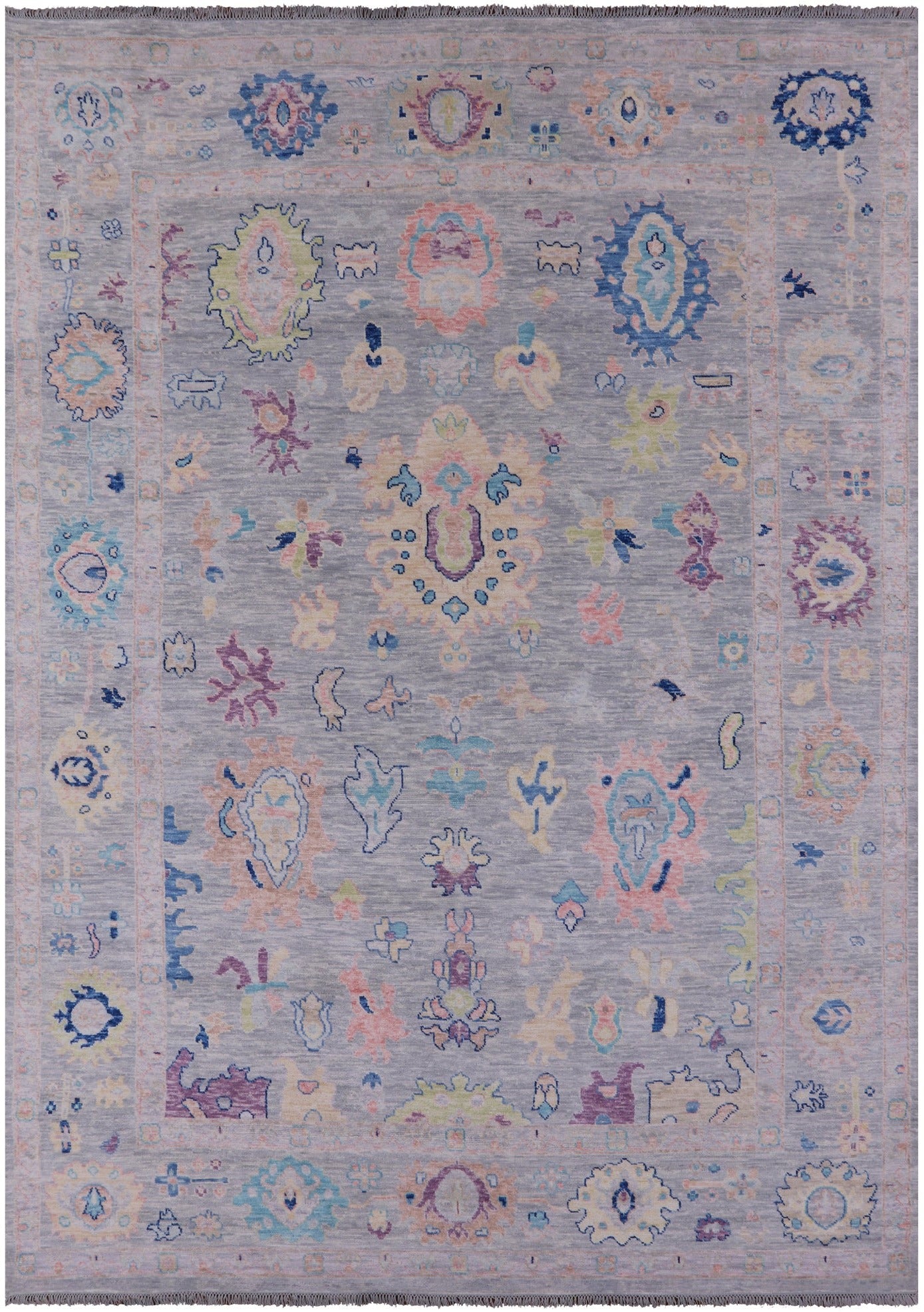 Grey Turkish Oushak Hand Knotted Wool Rug - 9' 10" X 13' 9" - Golden Nile
