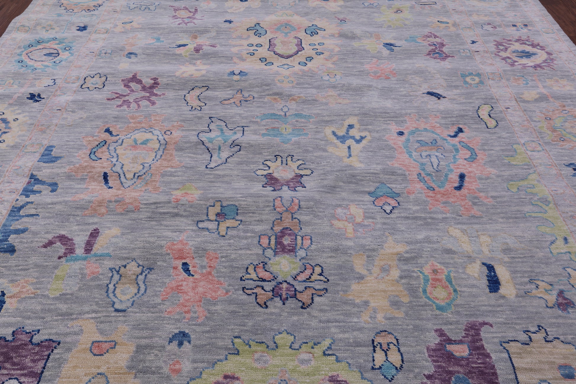 Grey Turkish Oushak Hand Knotted Wool Rug - 9' 10" X 13' 9" - Golden Nile