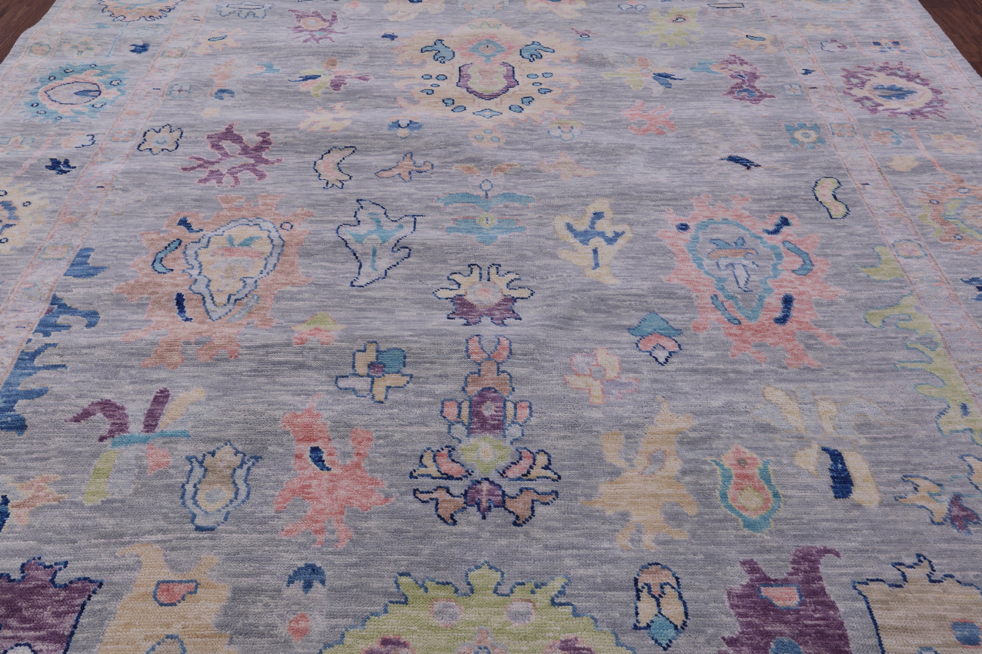 Grey Turkish Oushak Hand Knotted Wool Rug - 9' 10" X 13' 9" - Golden Nile