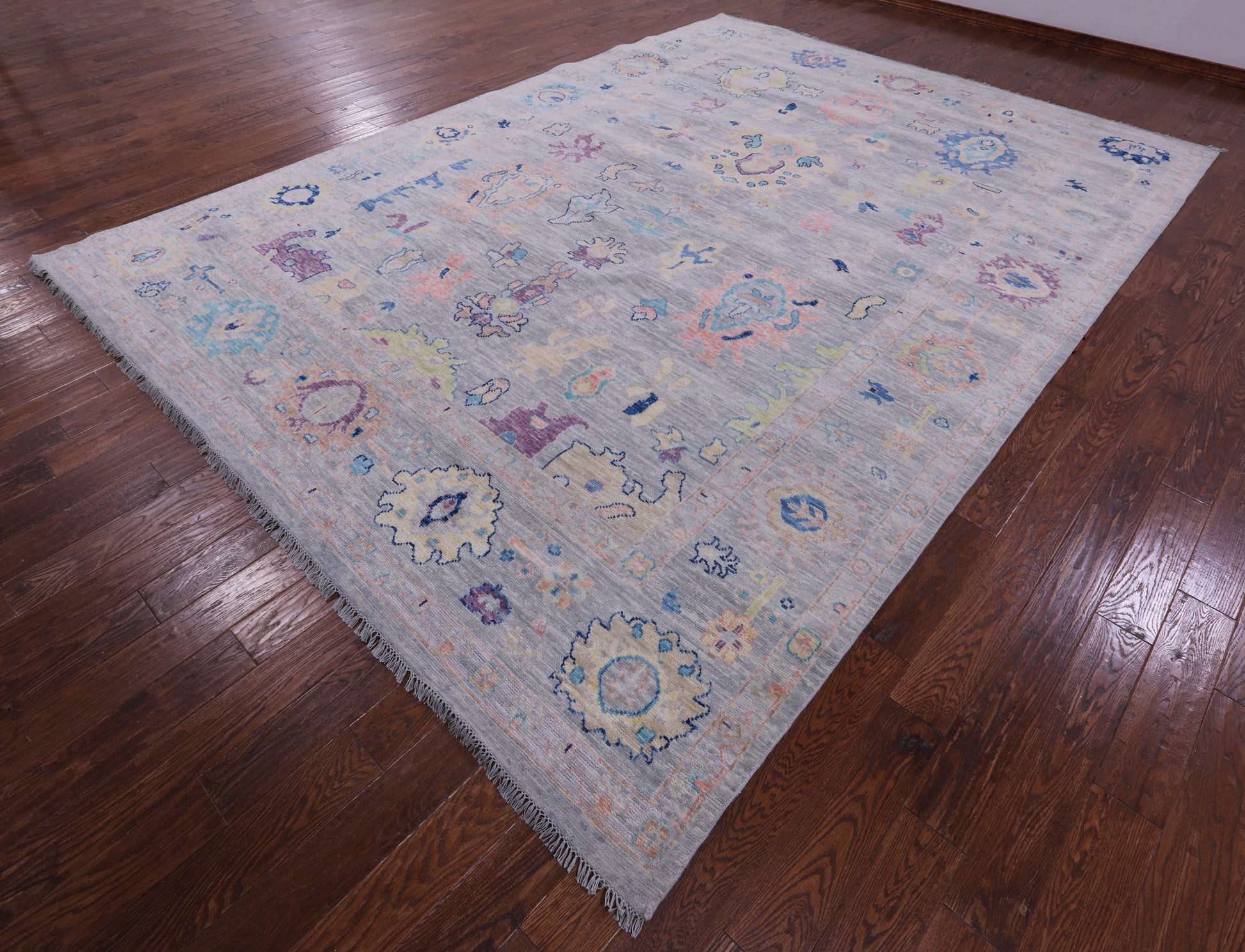 Grey Turkish Oushak Hand Knotted Wool Rug - 9' 10" X 13' 9" - Golden Nile