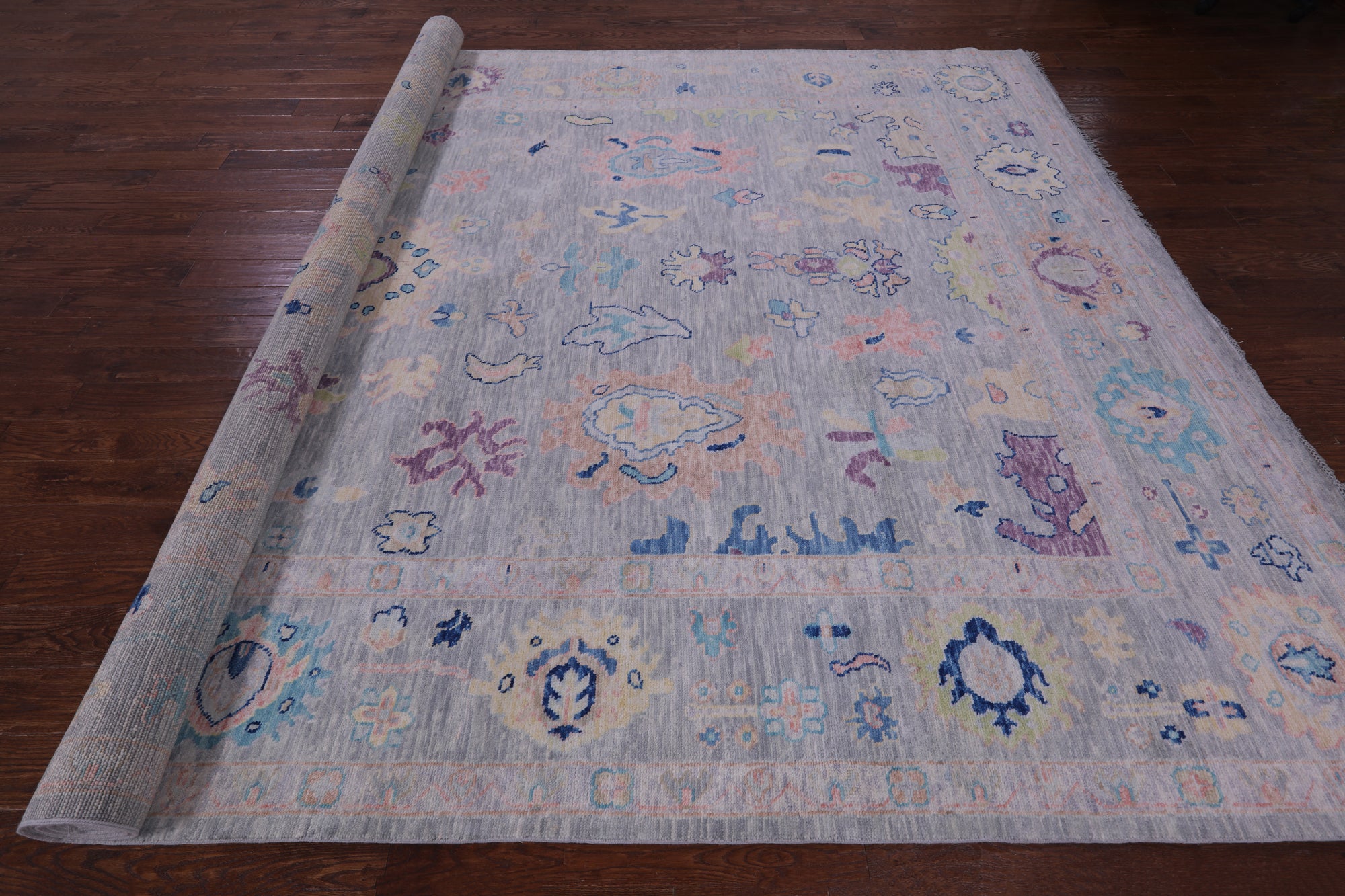 Grey Turkish Oushak Hand Knotted Wool Rug - 9' 10" X 13' 9" - Golden Nile