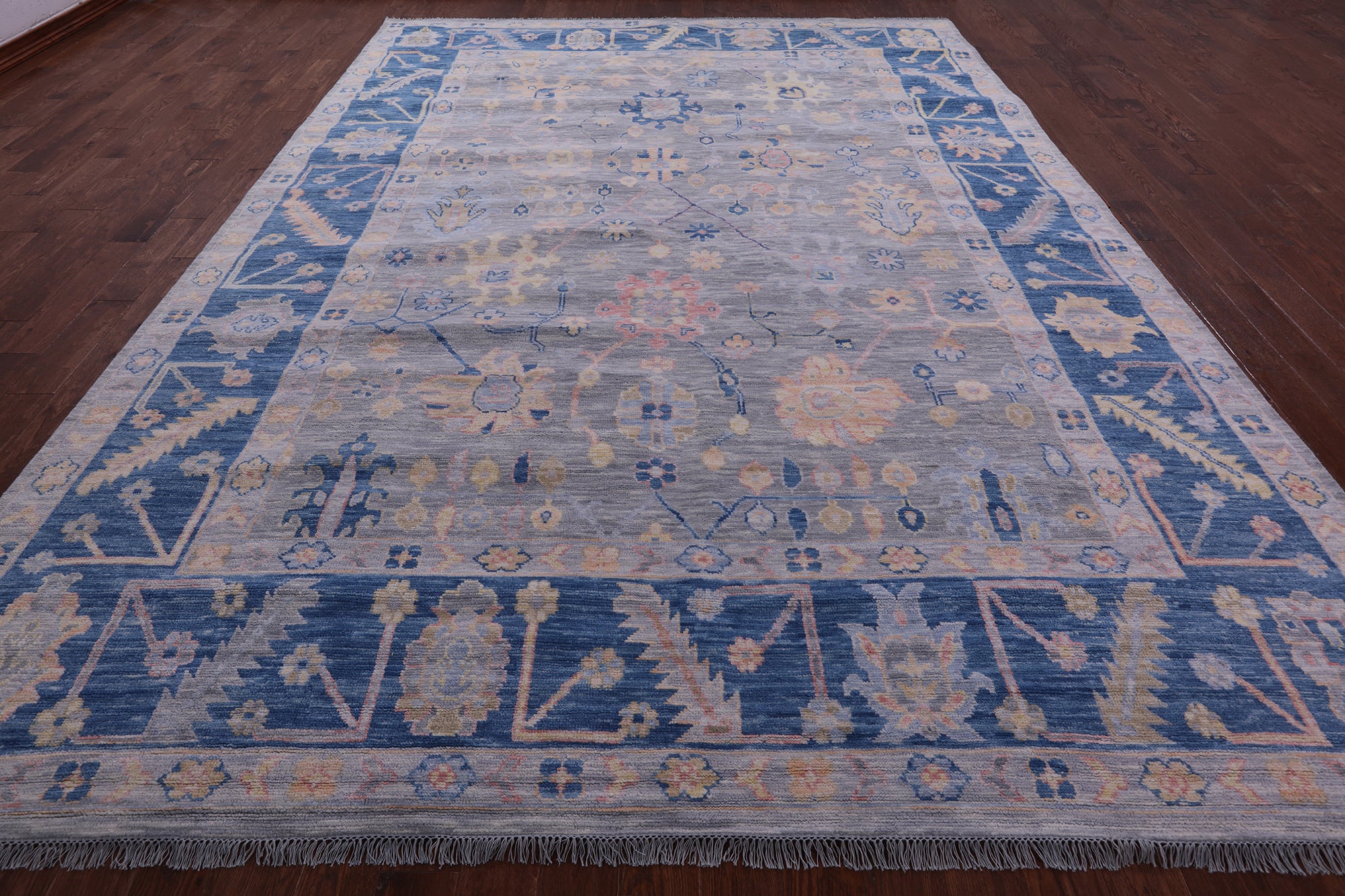 Grey Turkish Oushak Hand Knotted Wool Rug - 10' 1" X 13' 11" - Golden Nile