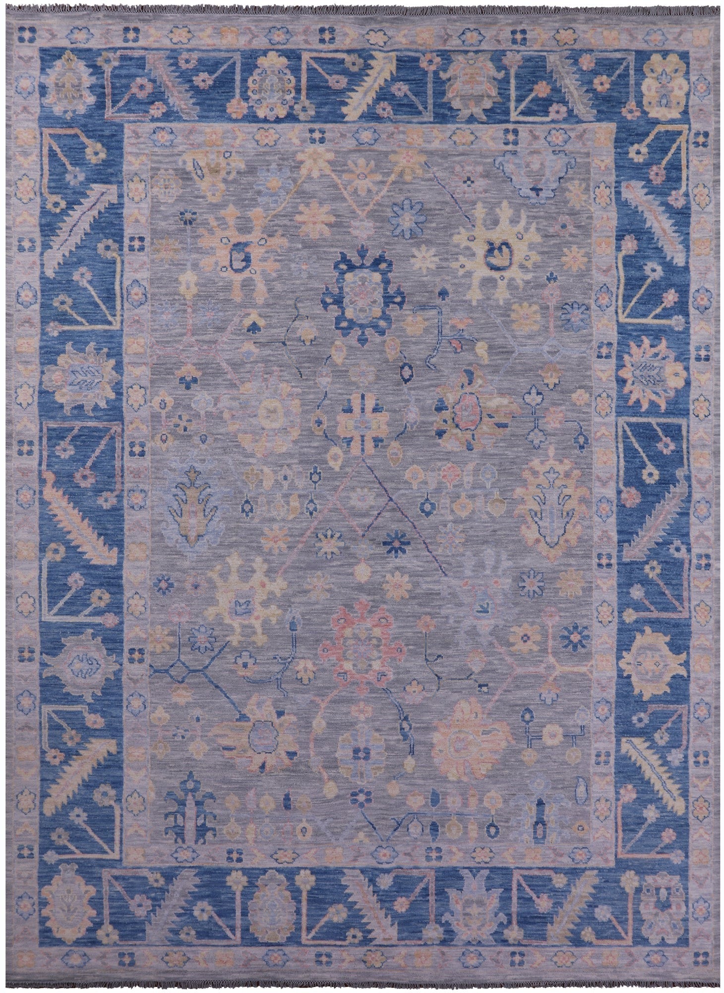 Grey Turkish Oushak Hand Knotted Wool Rug - 10' 1" X 13' 11" - Golden Nile