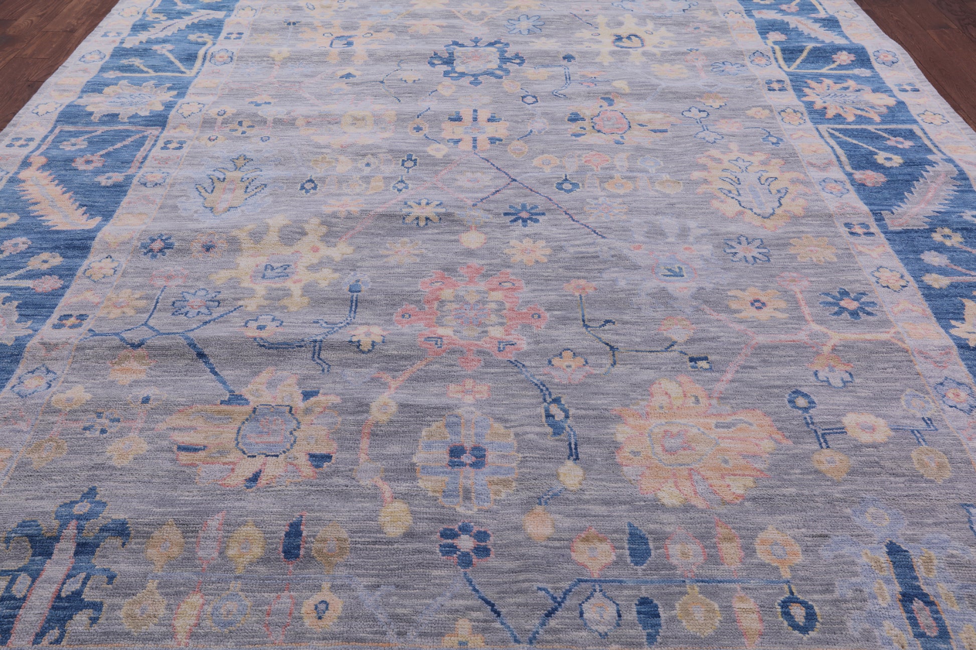 Grey Turkish Oushak Hand Knotted Wool Rug - 10' 1" X 13' 11" - Golden Nile
