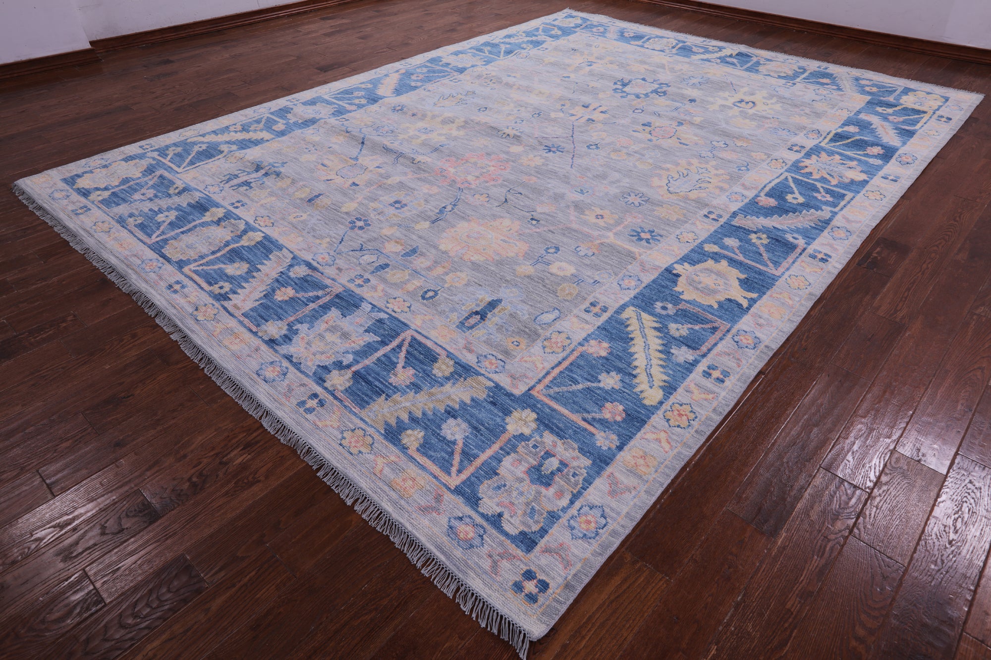 Grey Turkish Oushak Hand Knotted Wool Rug - 10' 1" X 13' 11" - Golden Nile