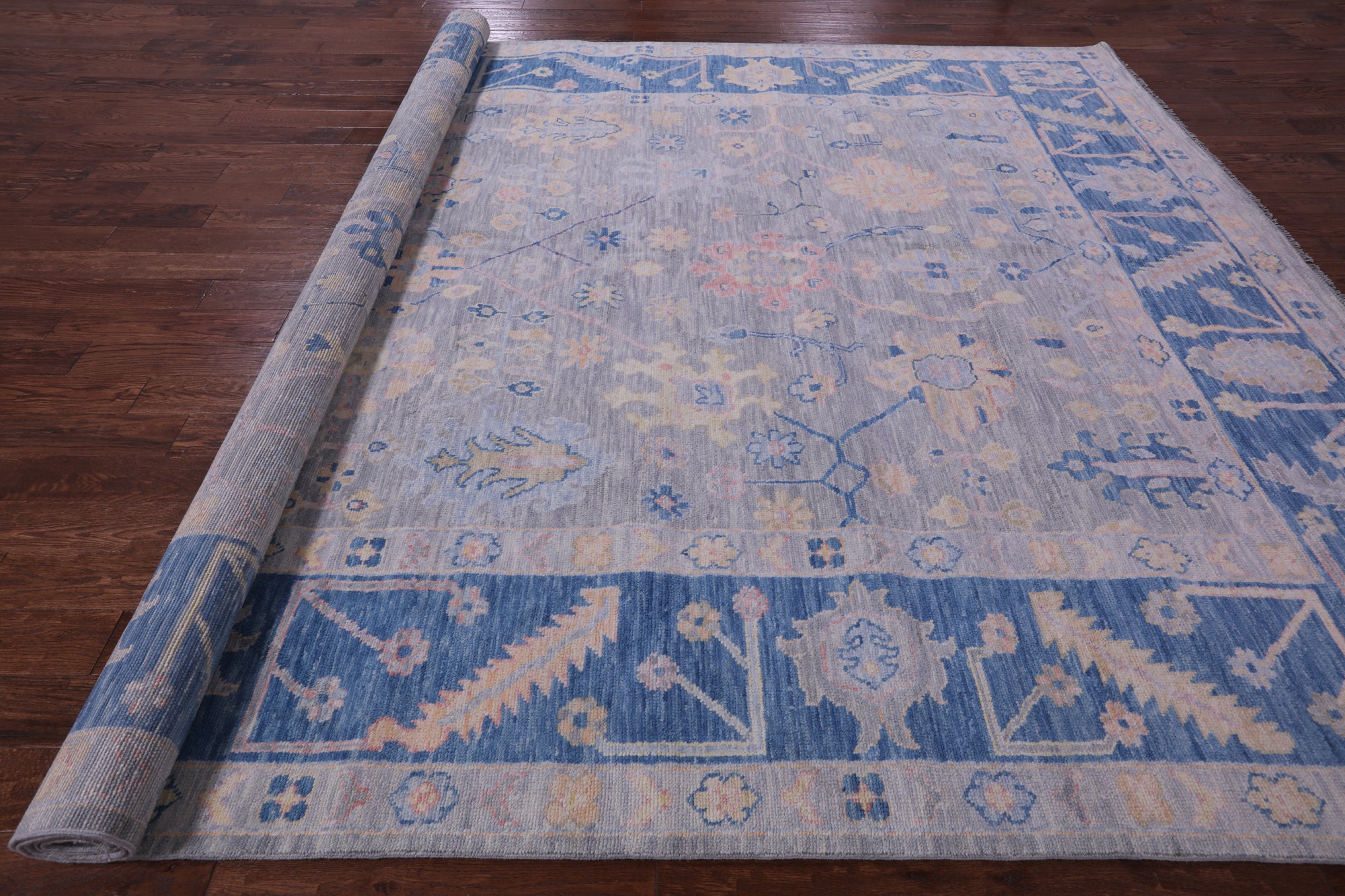 Grey Turkish Oushak Hand Knotted Wool Rug - 10' 1" X 13' 11" - Golden Nile