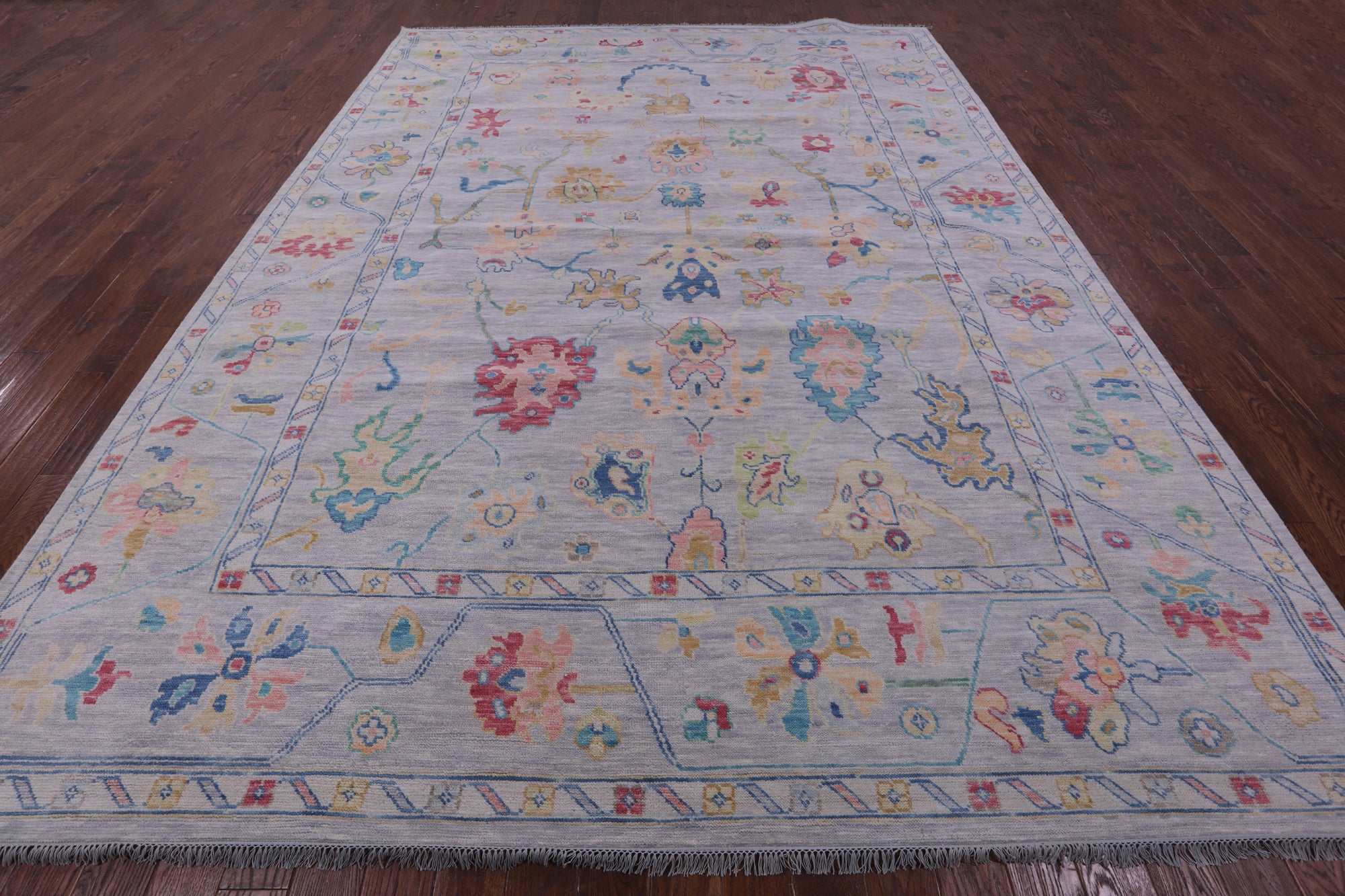 Grey Turkish Oushak Hand Knotted Wool Rug - 10' 3" X 13' 8" - Golden Nile