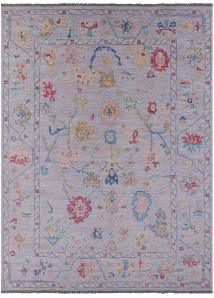 Grey Turkish Oushak Hand Knotted Wool Rug - 10' 3" X 13' 8" - Golden Nile
