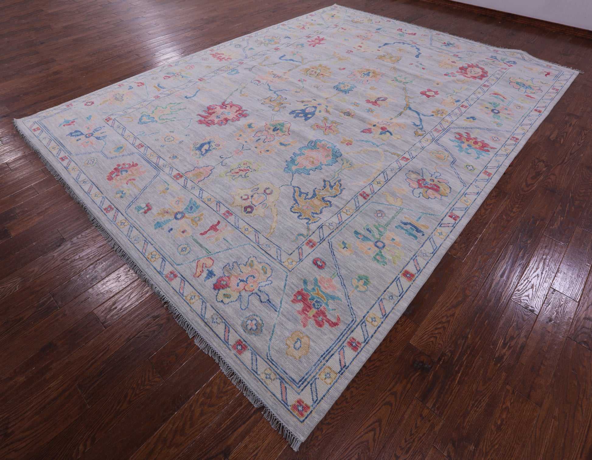 Grey Turkish Oushak Hand Knotted Wool Rug - 10' 3" X 13' 8" - Golden Nile
