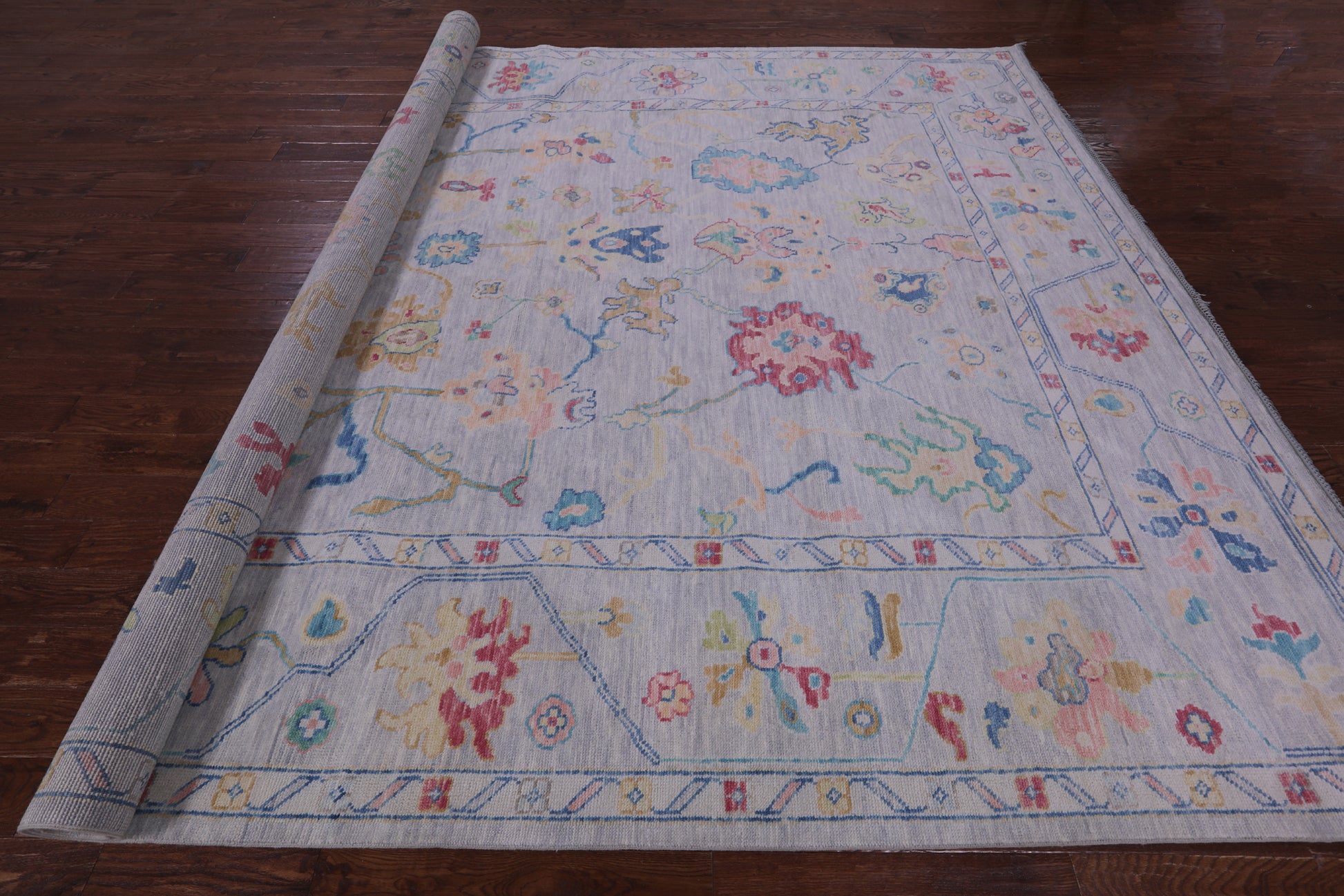 Grey Turkish Oushak Hand Knotted Wool Rug - 10' 3" X 13' 8" - Golden Nile