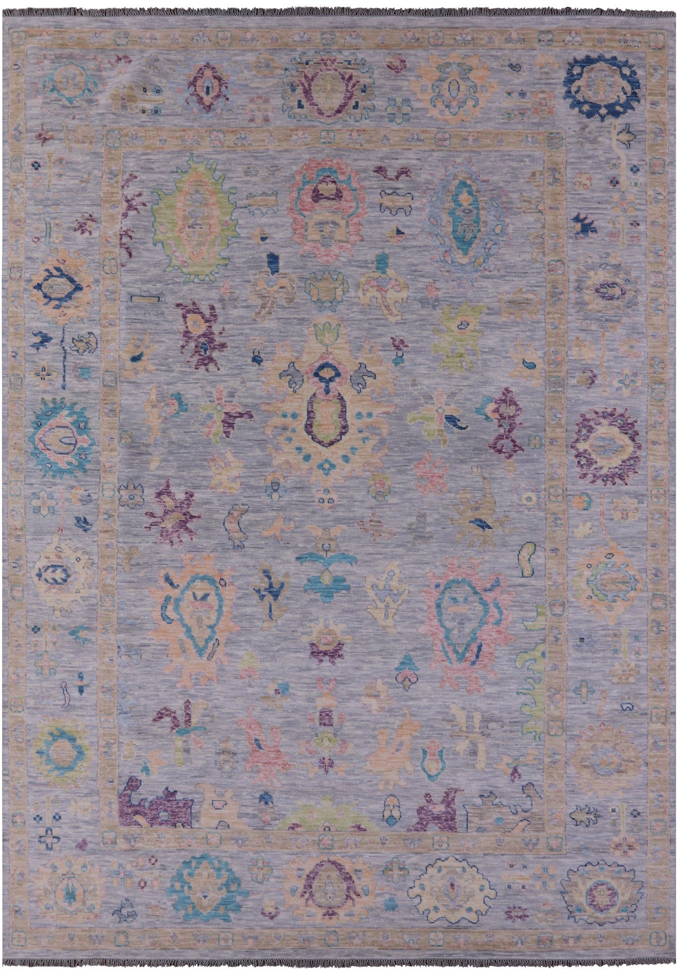 Grey Turkish Oushak Hand Knotted Wool Rug - 10' 2" X 13' 11" - Golden Nile