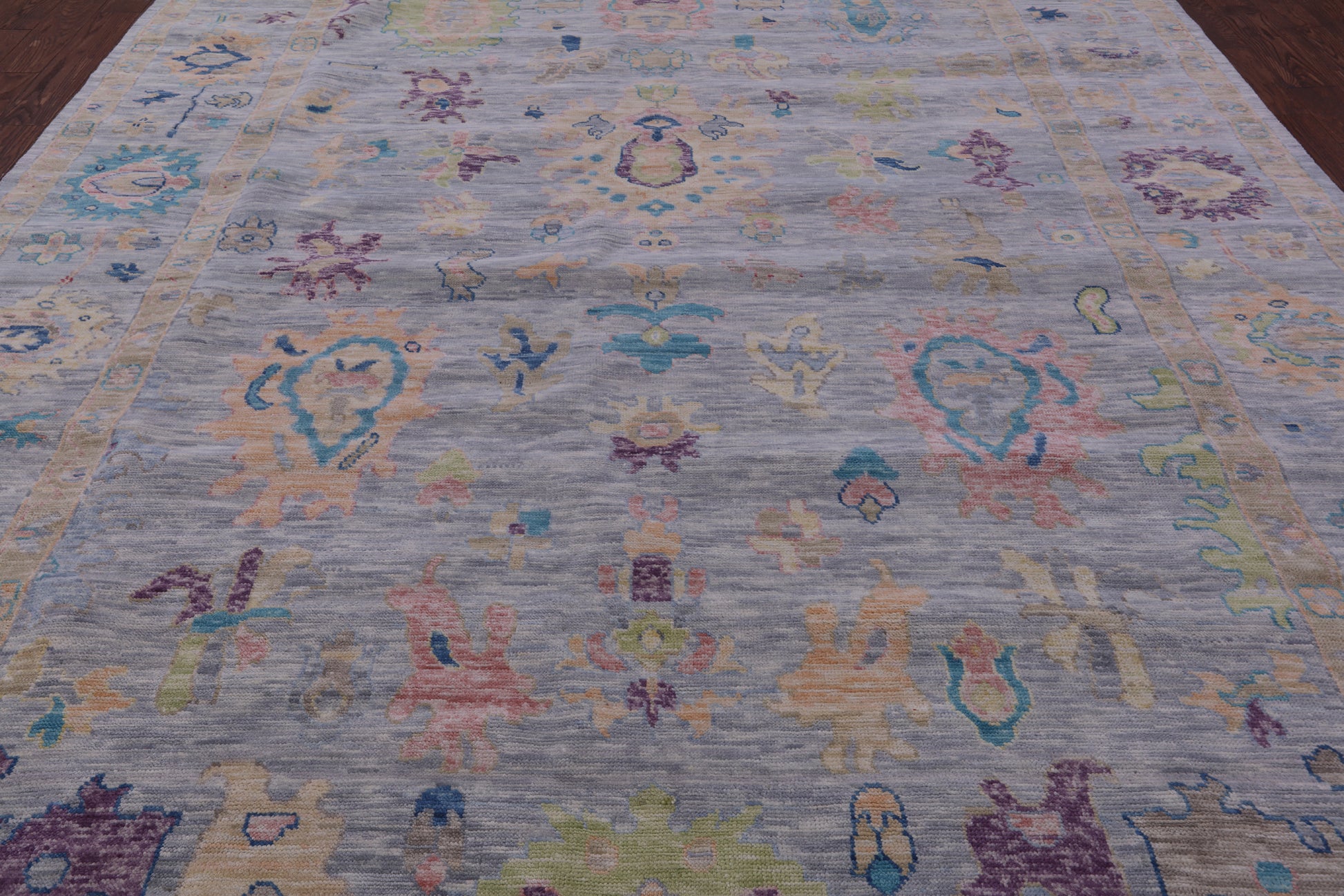 Grey Turkish Oushak Hand Knotted Wool Rug - 10' 2" X 13' 11" - Golden Nile