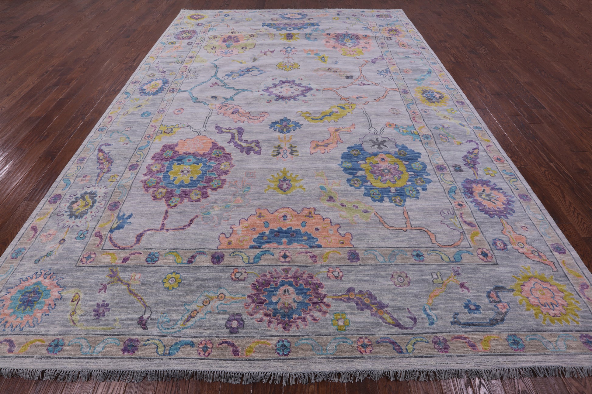 Grey Turkish Oushak Hand Knotted Wool Rug - 10' 1" X 14' 0" - Golden Nile