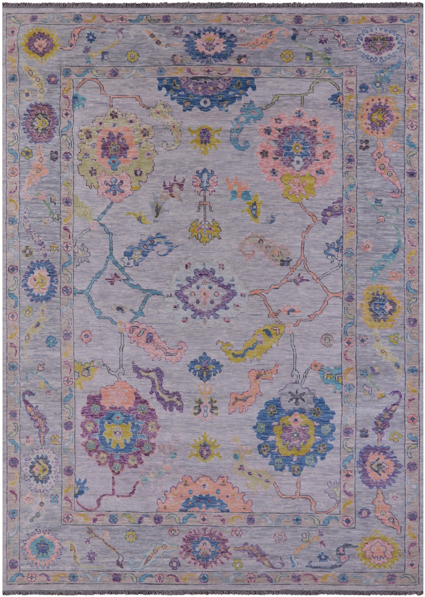 Grey Turkish Oushak Hand Knotted Wool Rug - 10' 1" X 14' 0" - Golden Nile