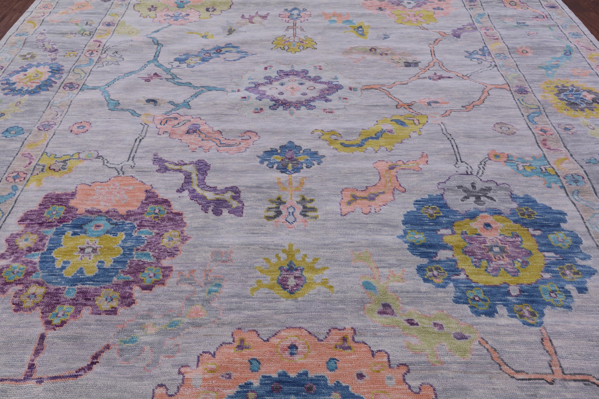 Grey Turkish Oushak Hand Knotted Wool Rug - 10' 1" X 14' 0" - Golden Nile