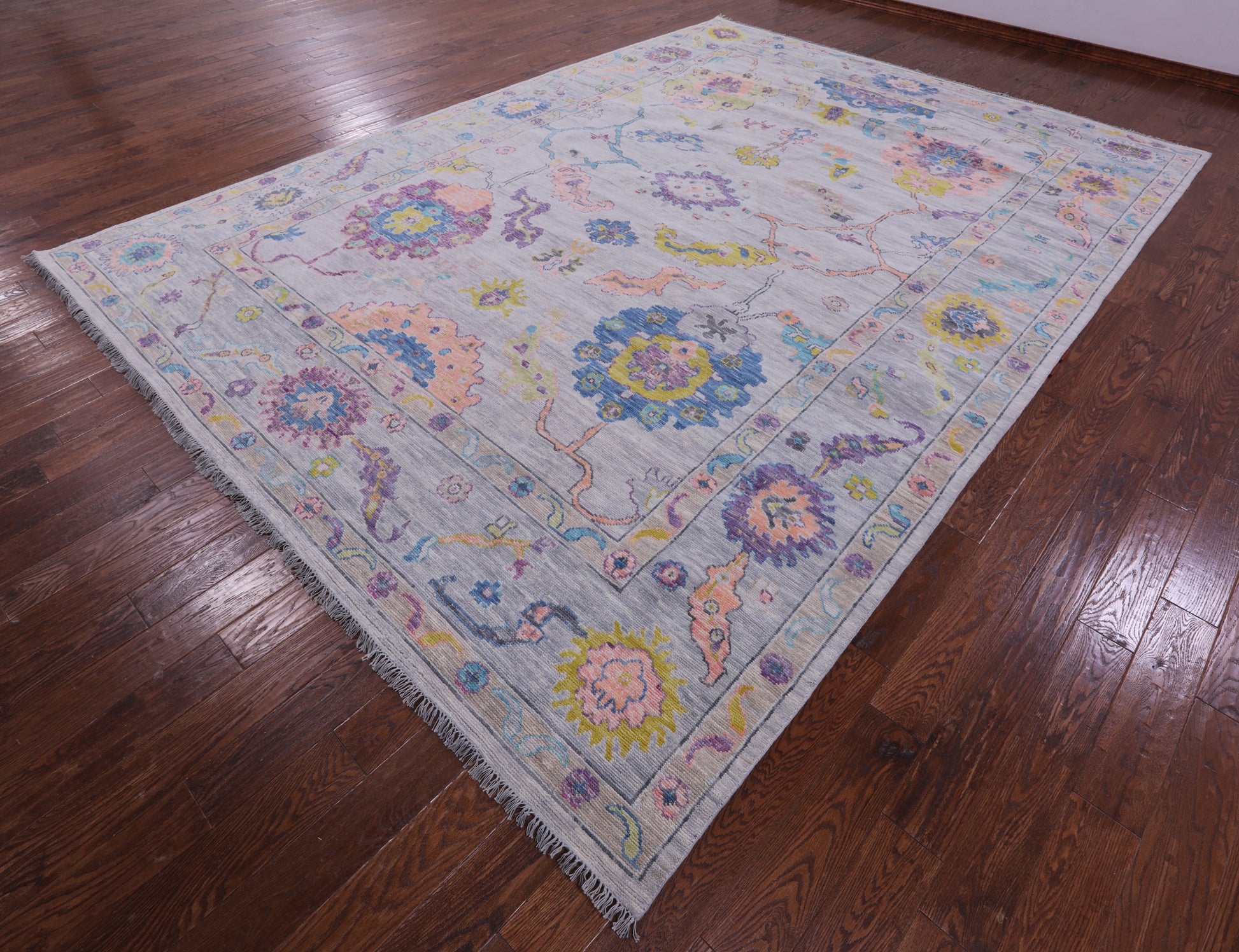 Grey Turkish Oushak Hand Knotted Wool Rug - 10' 1" X 14' 0" - Golden Nile