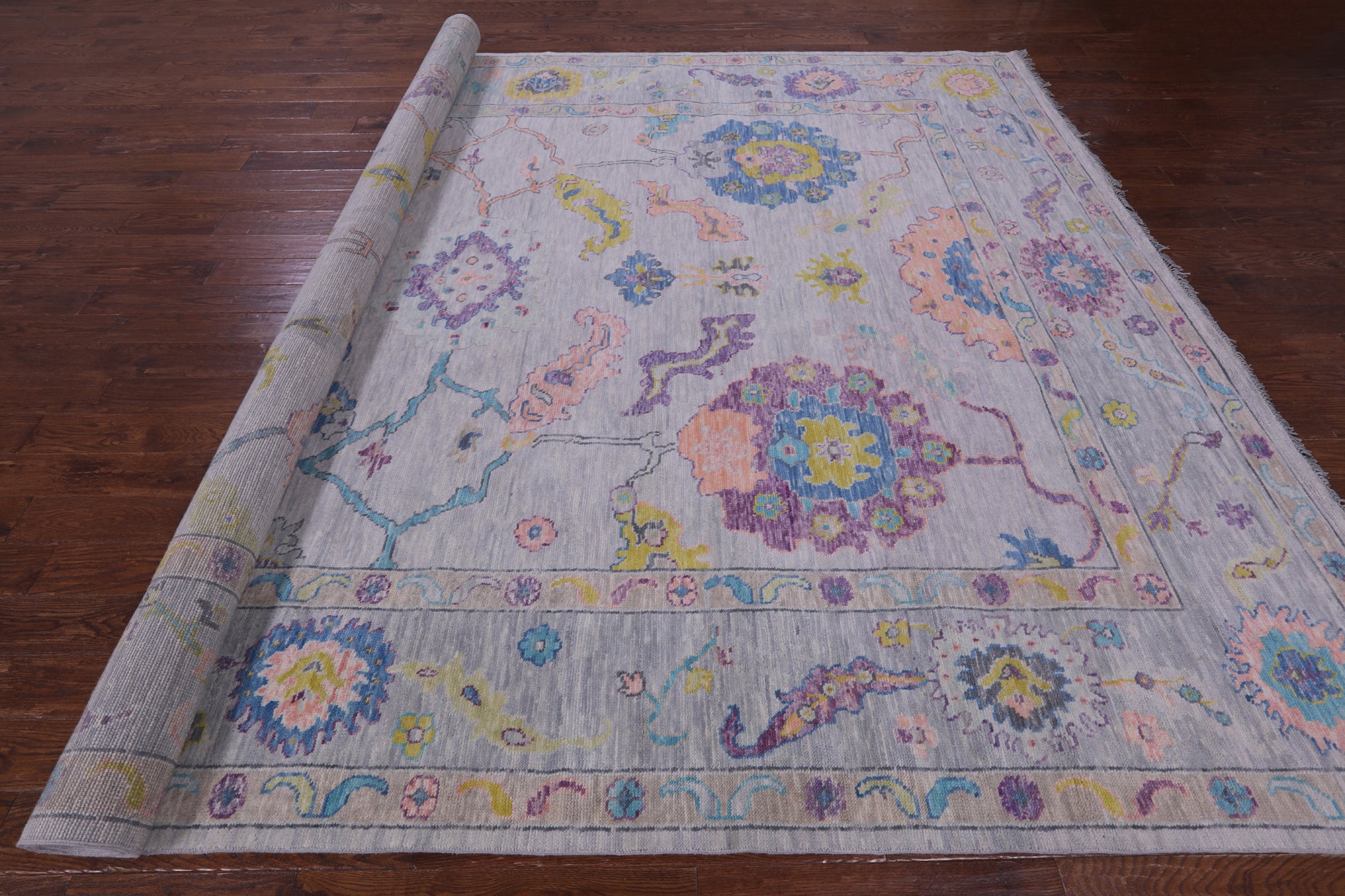 Grey Turkish Oushak Hand Knotted Wool Rug - 10' 1" X 14' 0" - Golden Nile
