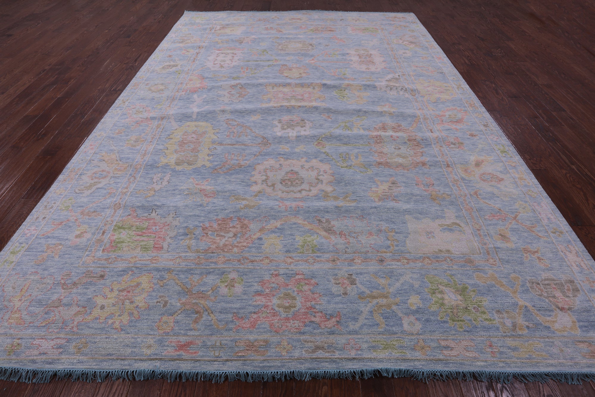 Blue Turkish Oushak Hand Knotted Wool Rug - 9' 11" X 13' 10" - Golden Nile