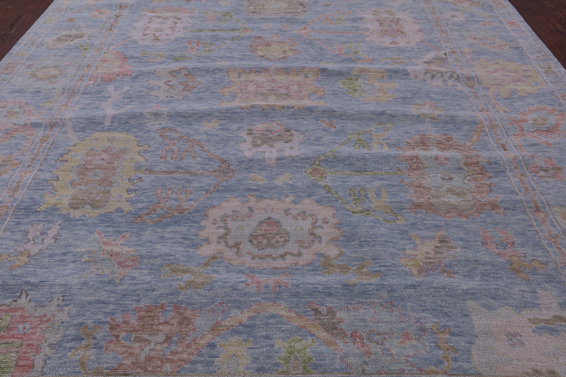 Blue Turkish Oushak Hand Knotted Wool Rug - 9' 11" X 13' 10" - Golden Nile