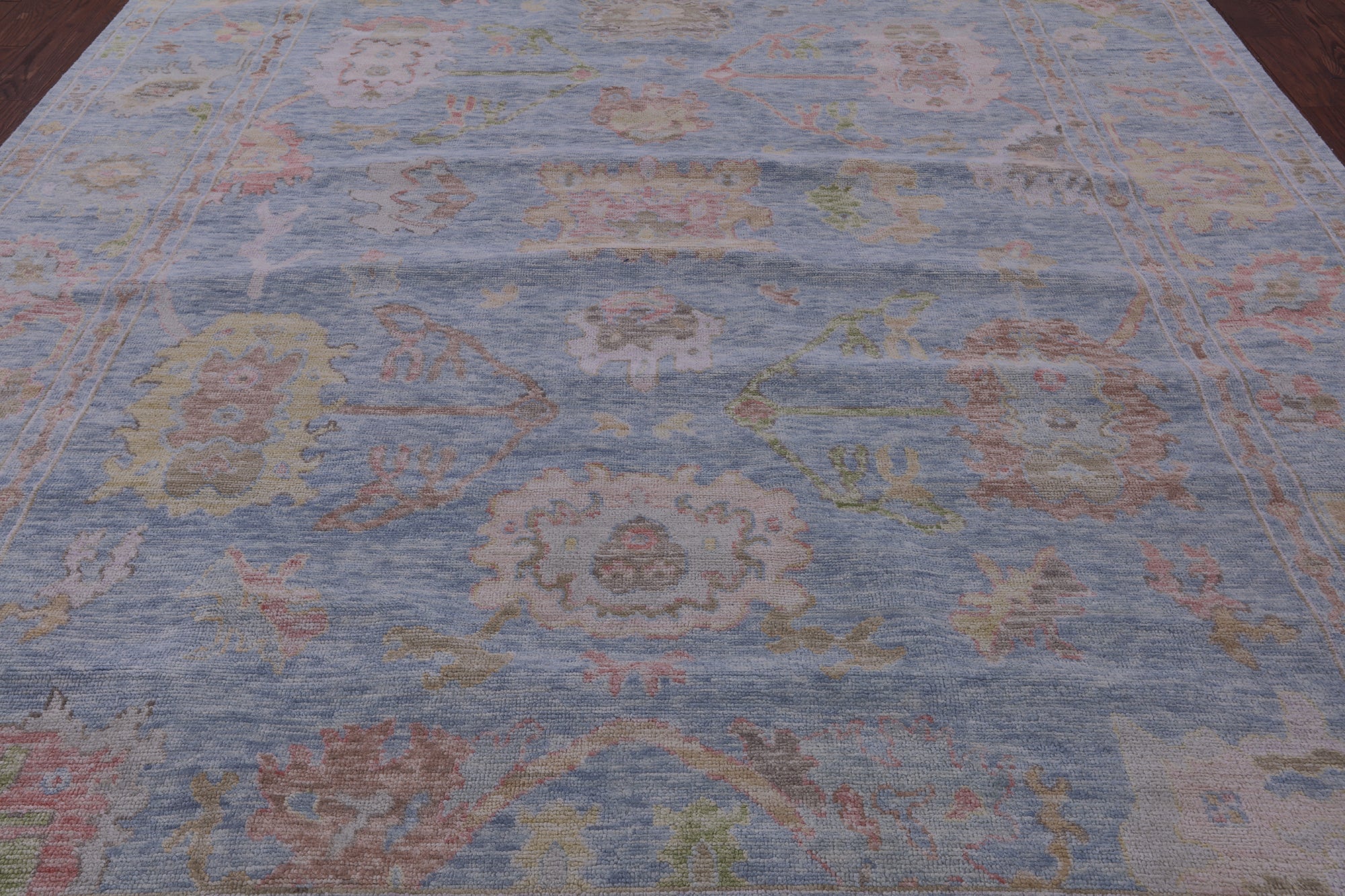 Blue Turkish Oushak Hand Knotted Wool Rug - 9' 11" X 13' 10" - Golden Nile