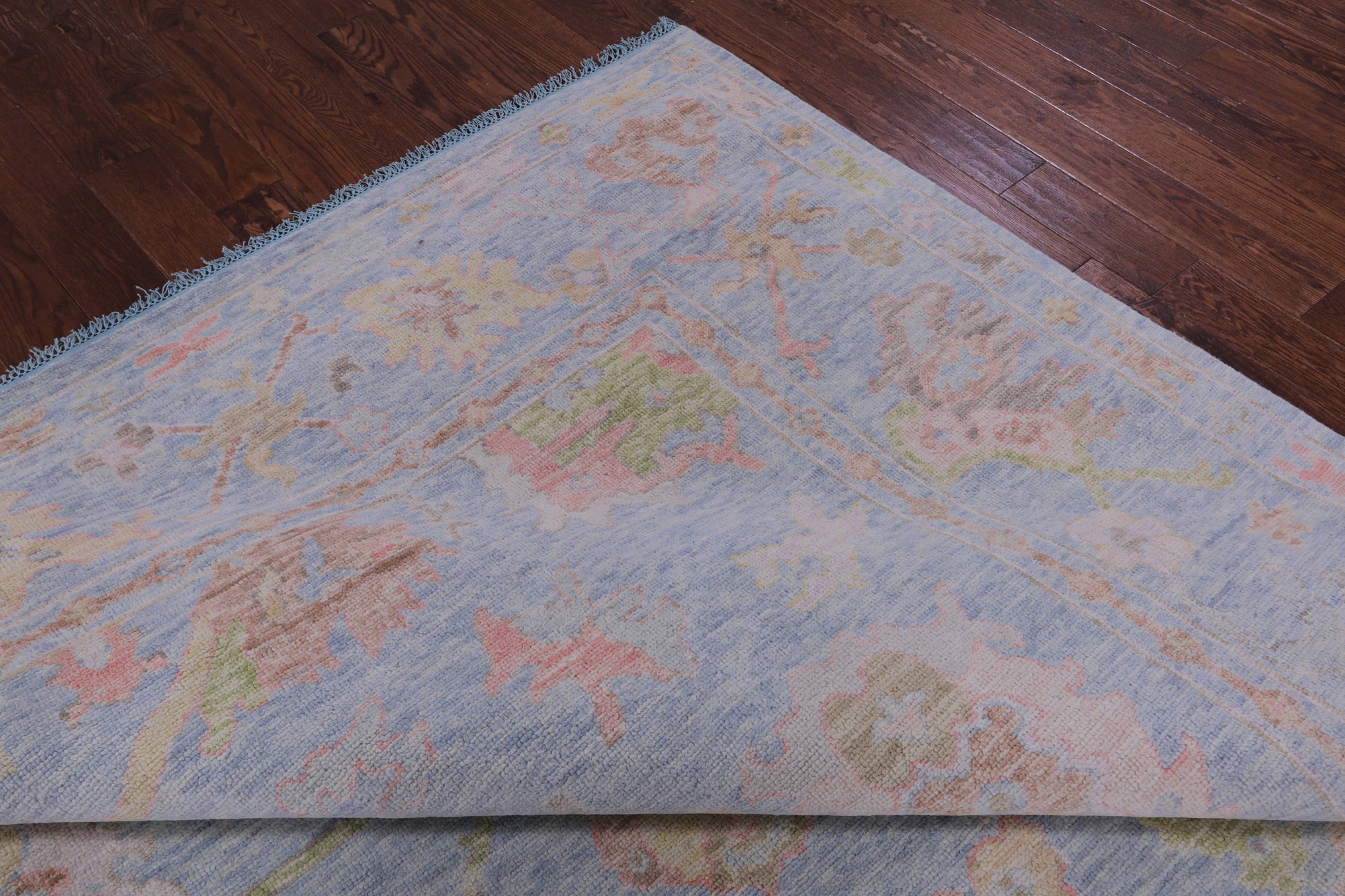 Blue Turkish Oushak Hand Knotted Wool Rug - 9' 11" X 13' 10" - Golden Nile