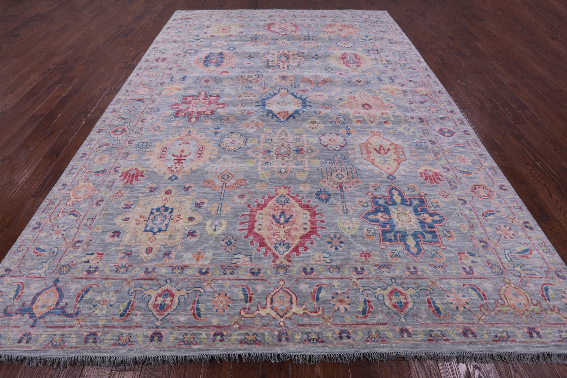 Grey Kazak Hand Knotted Wool Rug - 10' 0" X 14' 0" - Golden Nile
