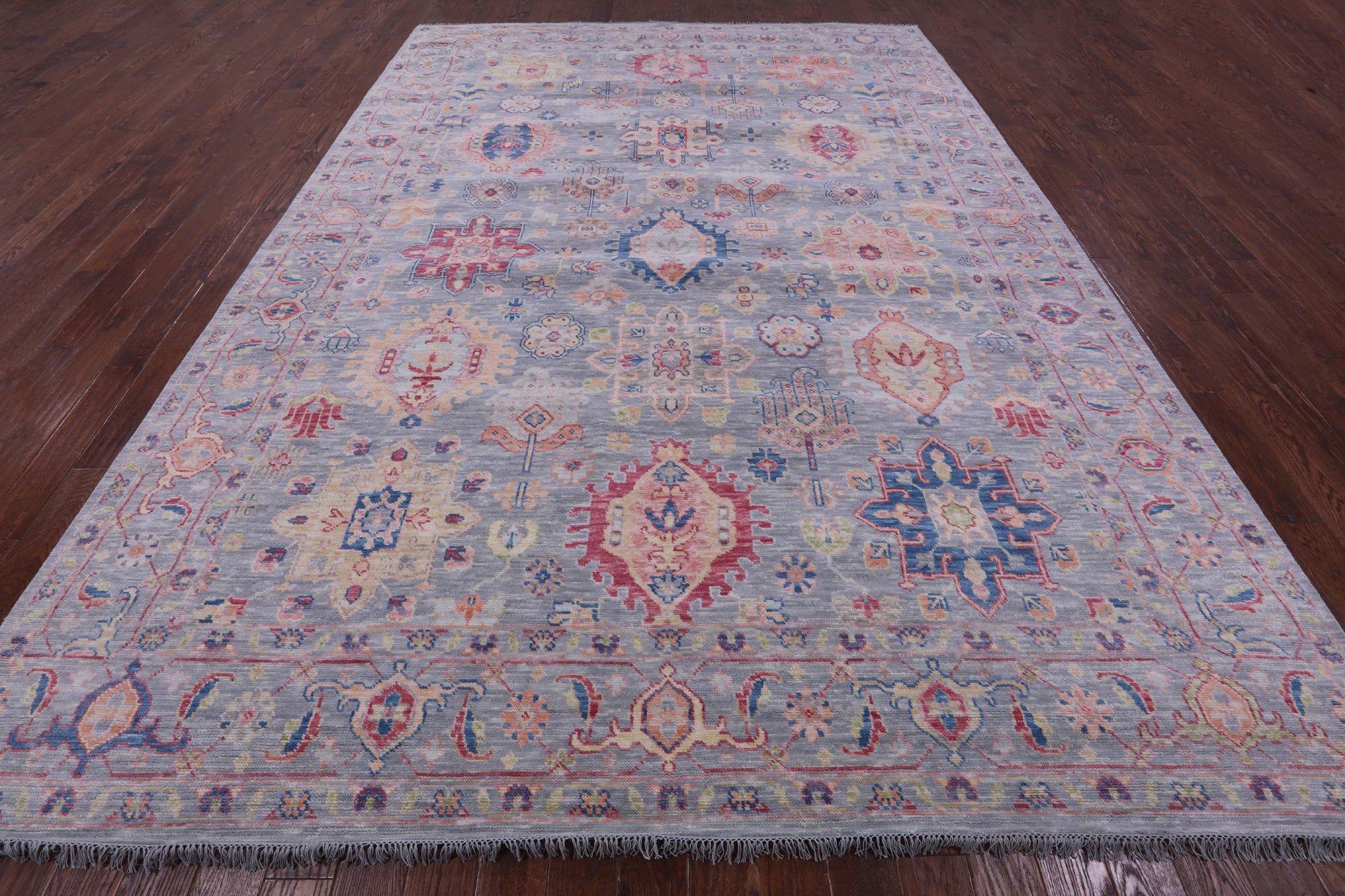 Grey Kazak Hand Knotted Wool Rug - 10' 0" X 14' 0" - Golden Nile