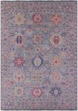 Grey Kazak Hand Knotted Wool Rug - 10' 0" X 14' 0" - Golden Nile