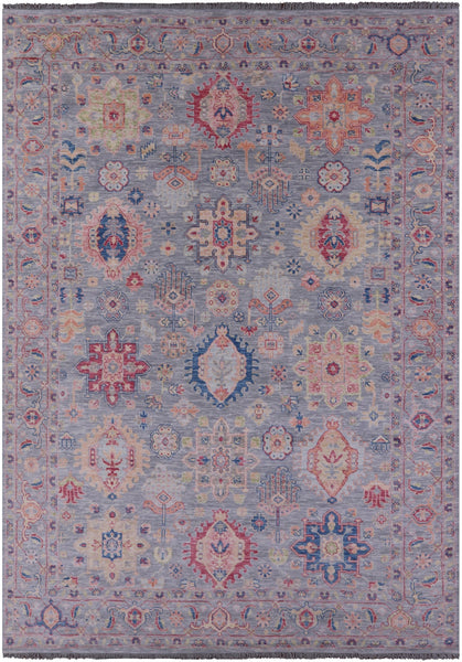 Grey Kazak Hand Knotted Wool Rug - 10' 0" X 14' 0" - Golden Nile
