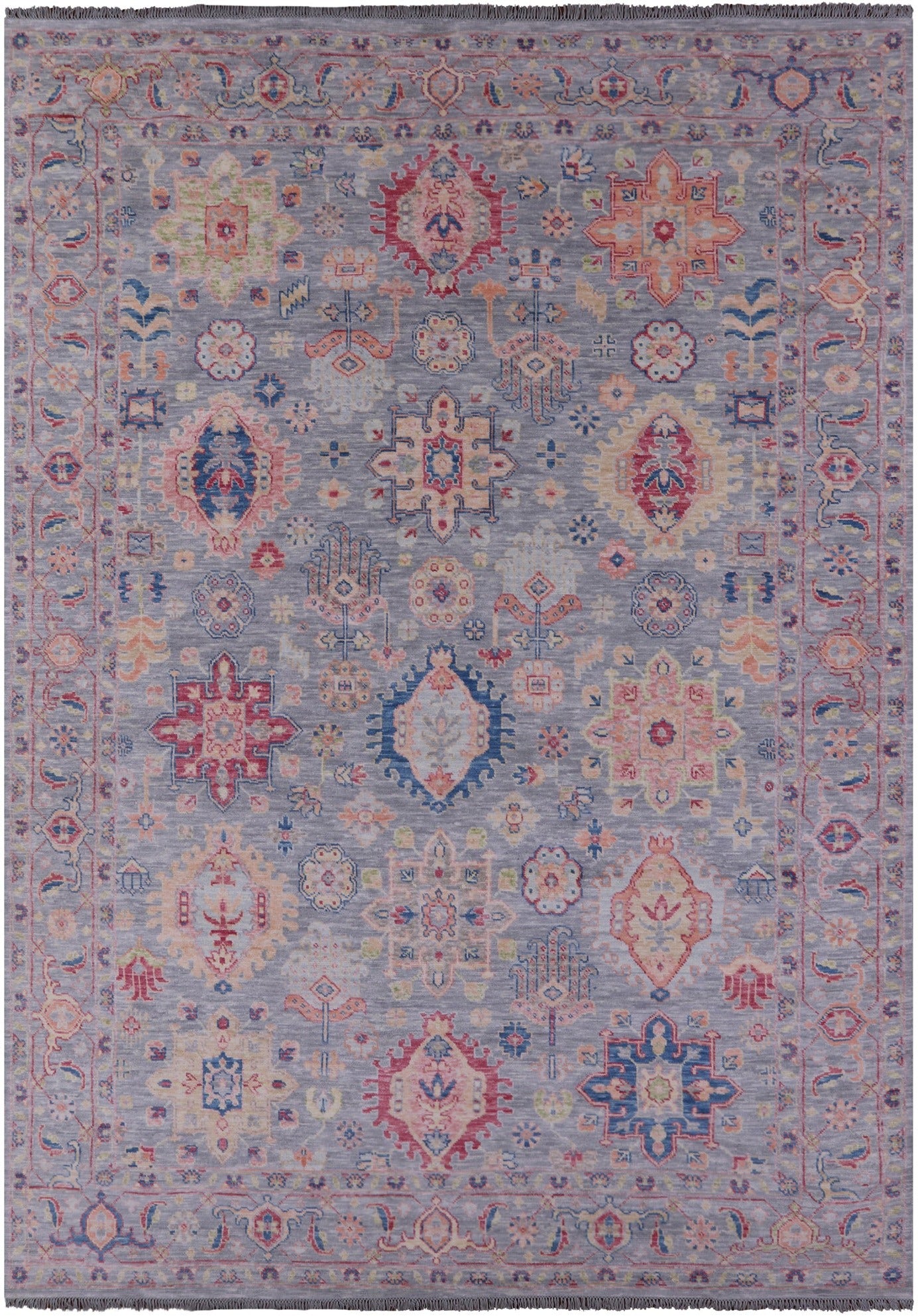 Grey Kazak Hand Knotted Wool Rug - 10' 0" X 14' 0" - Golden Nile